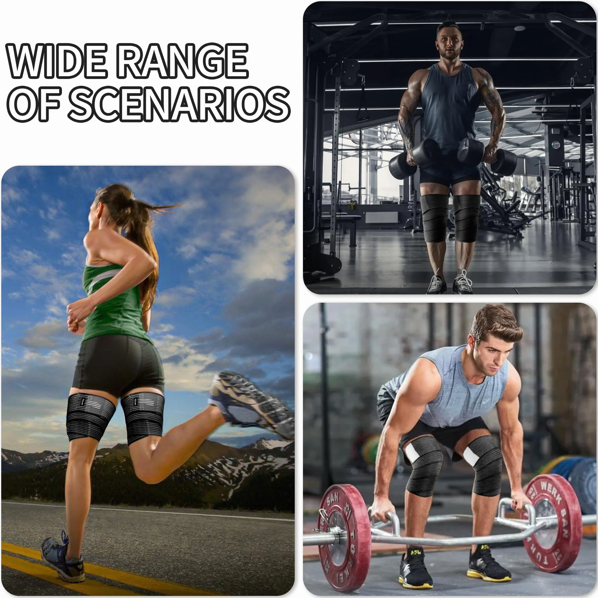 ONTYZZ Bandage du Genou Coude Support Veau Haute Élasticité Compression de la Cuisse Bandage du Poignet Attelle de Cheville pour Sport Gymnase Course S'accroupir Entraînement