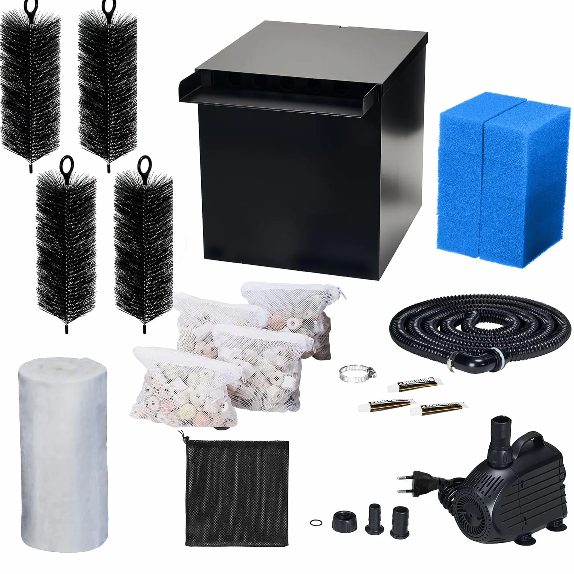 Biling Cascade Pond Kit avec Filtre, Acier Inoxydable, Pompe 80 W, 4500 l/h