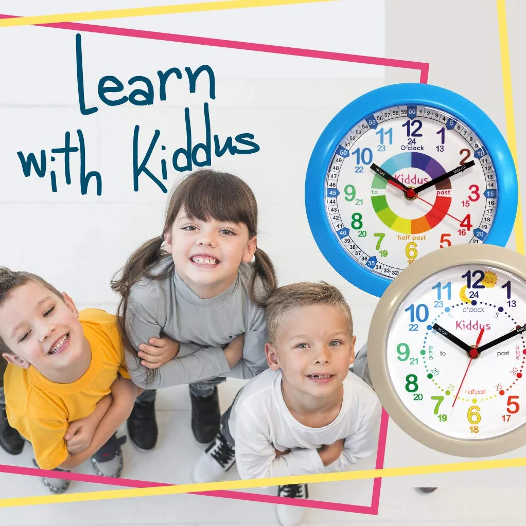 Kiddus Horloge Murale Éducative Enfants Analogique Time Teacher Quartz Silencieux English Football