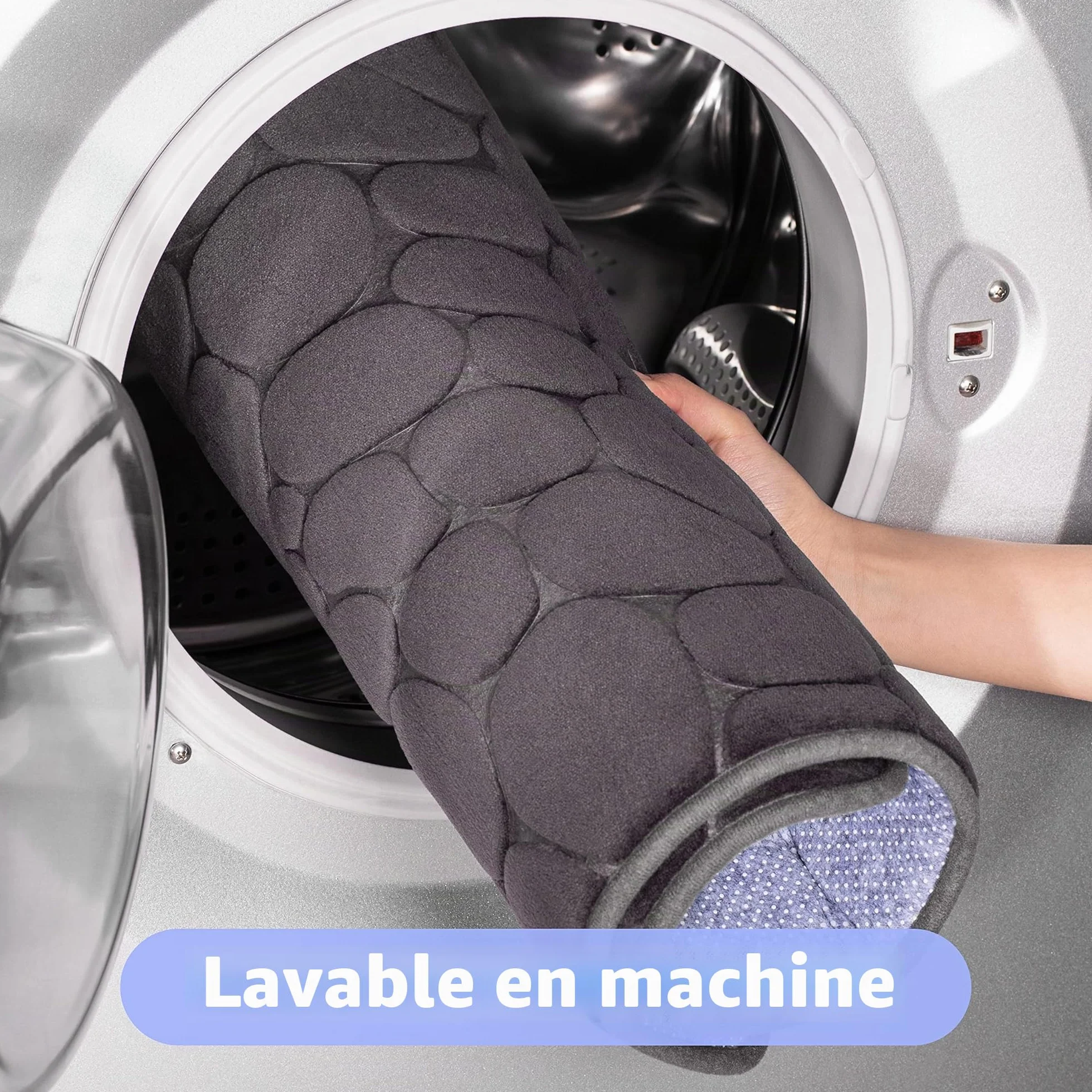 Tapis de Bain en Mousse à Mémoire de Forme Antidérapant 43 x 61 cm Gris foncé