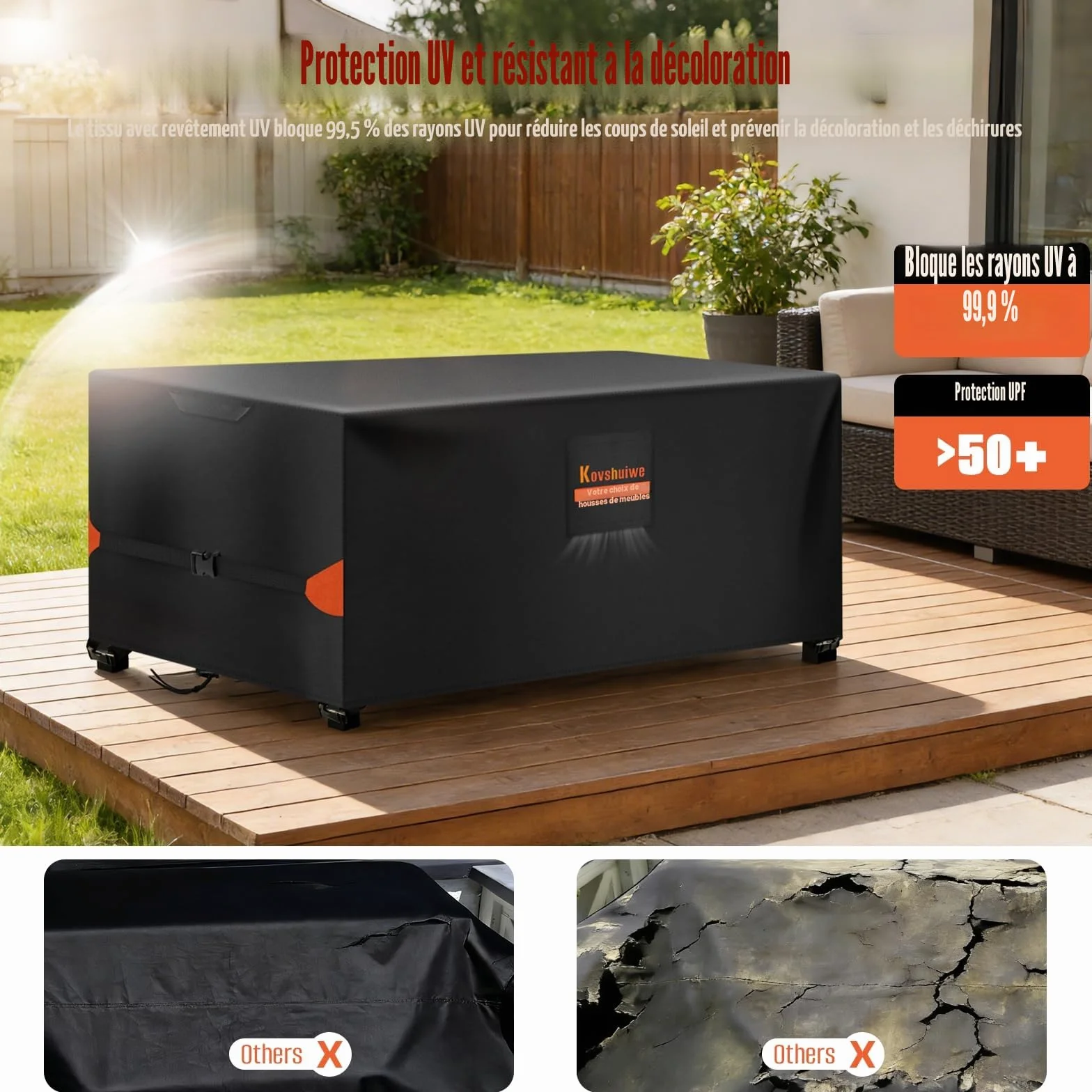 Kovshuiwe Housses de meubles de jardin 180x120x74cm Imperméables Anti-UV Tissu 420D Oxford