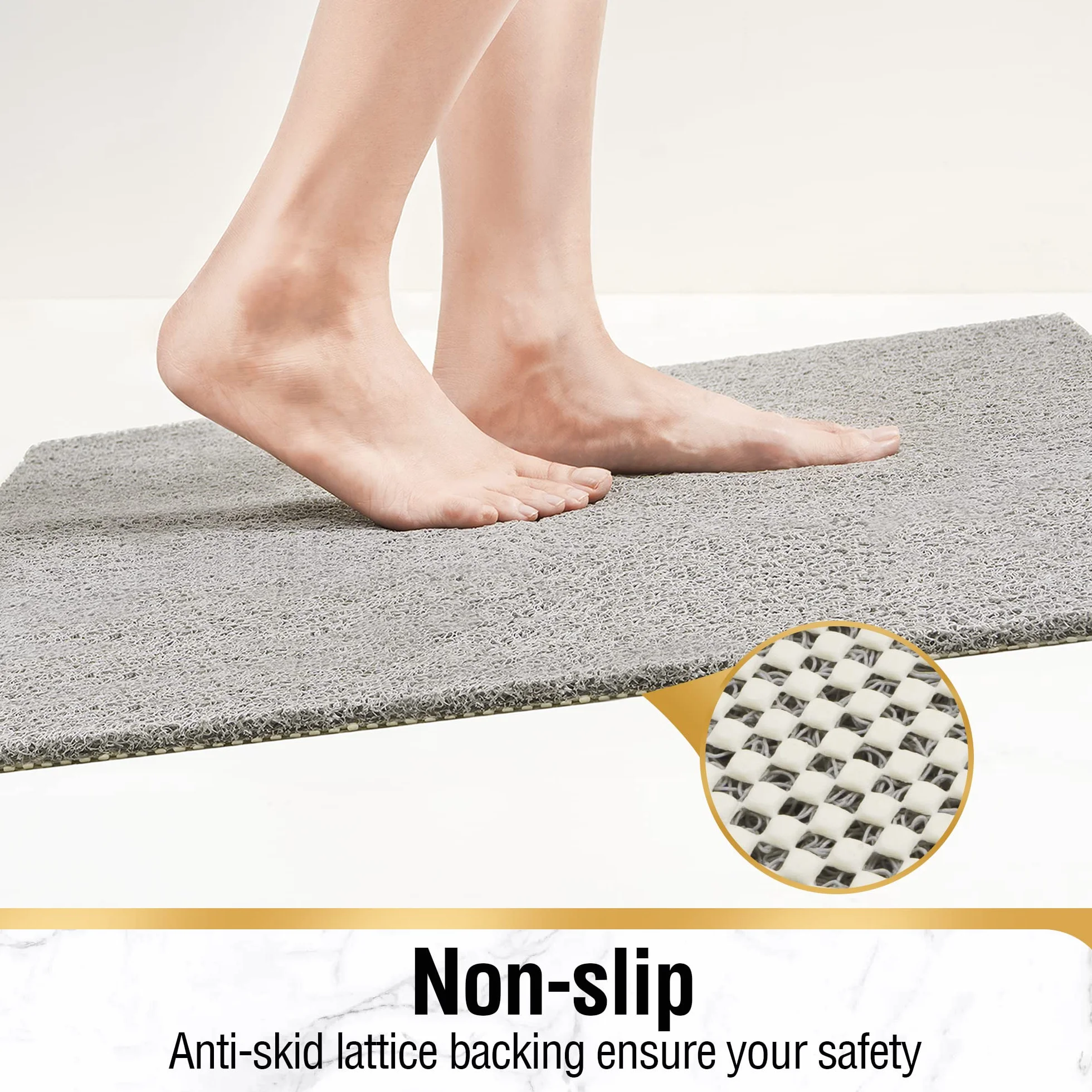 HITSLAM Tapis de Baignoire Antidérapant 100x40cm, Gris