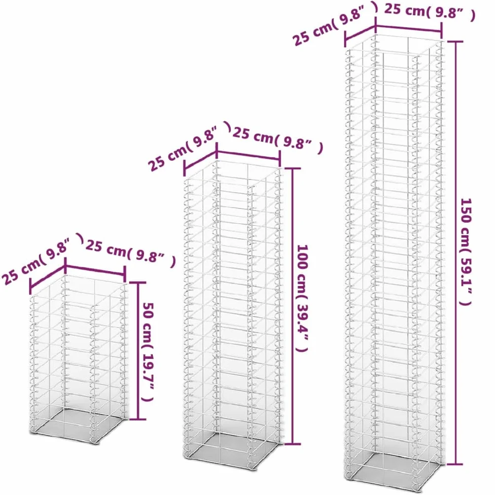 vidaXL Mur Gabion Clôture Bordure de Jardin Panier à Pierres 3x Bases