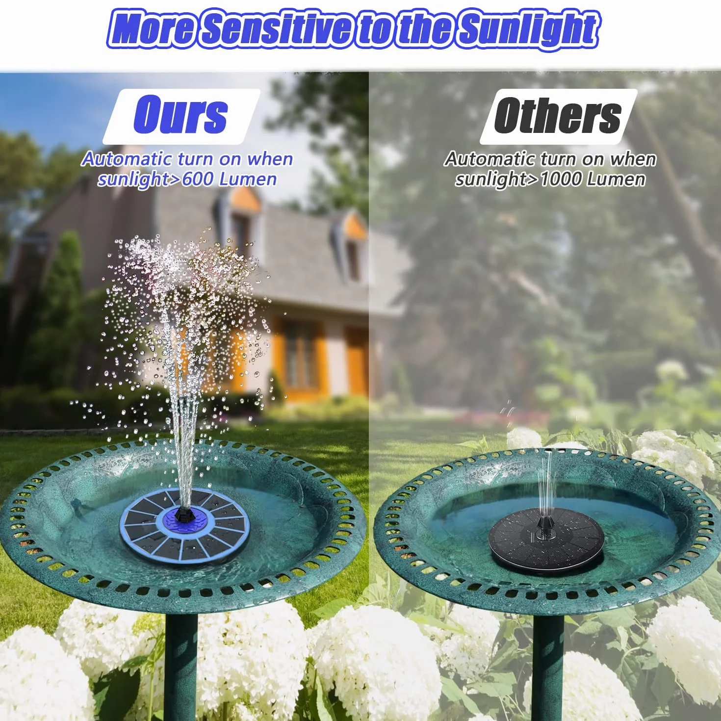 Fontaine Solaire Exterieure 3.5W Pompe Bassin avec 8 Buses 4 Tiges Fixes pour Bain d'oiseaux Étang Jardin
