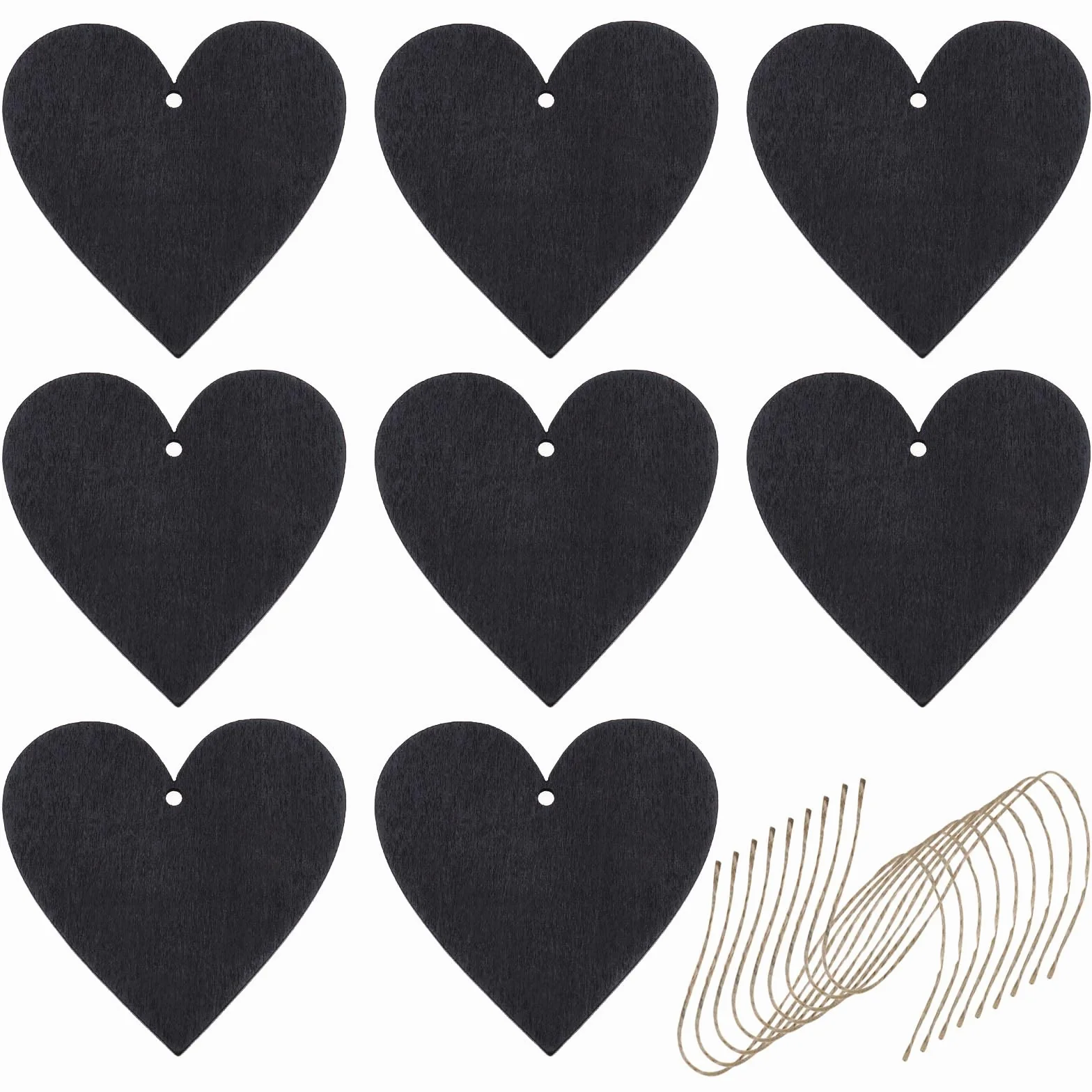 Lot de 20 mini tableaux noirs en forme de cœur en bois à suspendre pour décoration mariage
