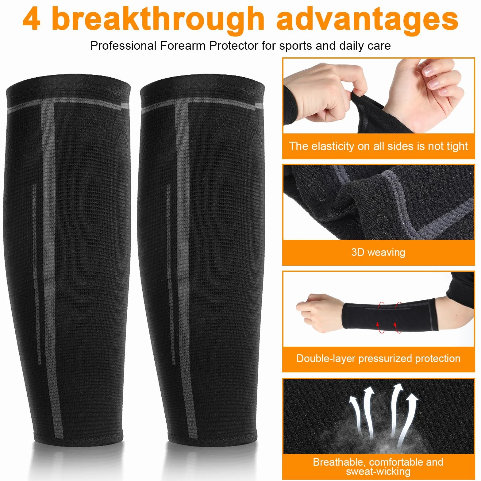 1 paire de manchons de compression pour volleyball, sport, entraînement, femme, taille S, Noir