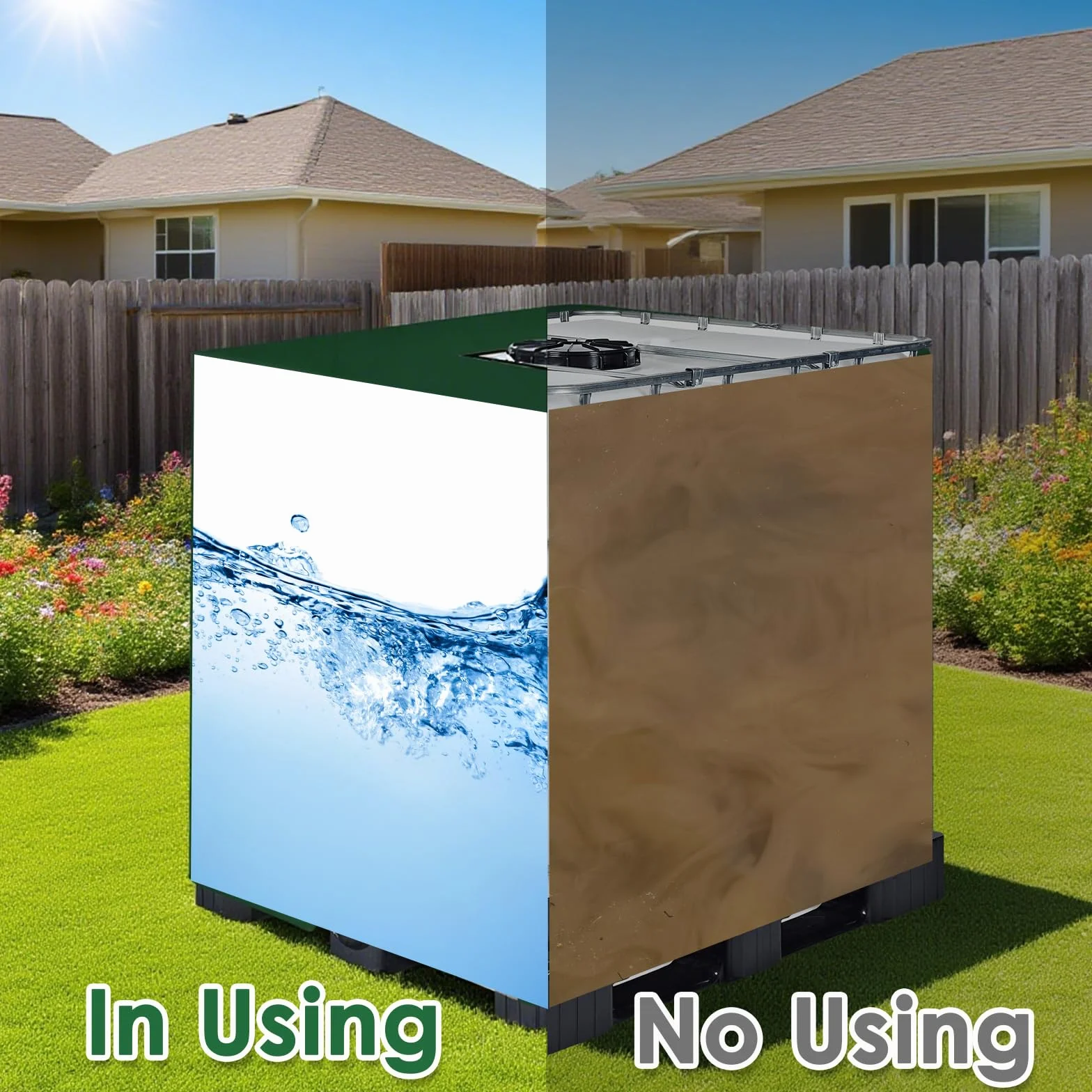 Bache pour Cuve 1000L Anti-UV Vert 116x100x120 cm