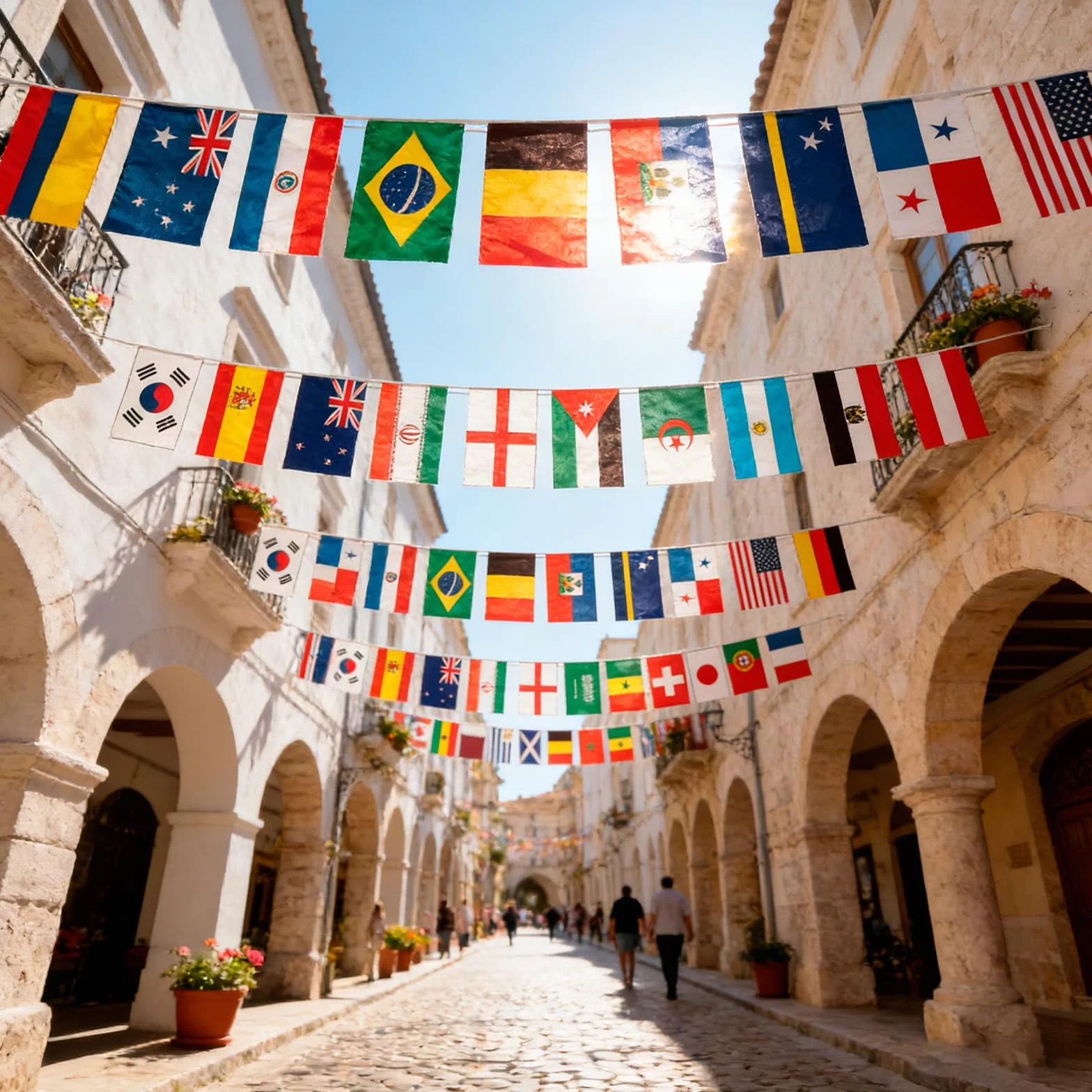 Guirlande 42 Pays Drapeaux Monde 14x21cm Banderole Décoration Supporters Match Jardin Bar Fête Football WM de football 2026 Fussball WM 2026 Bannière Internationale Extérieur Intérieur