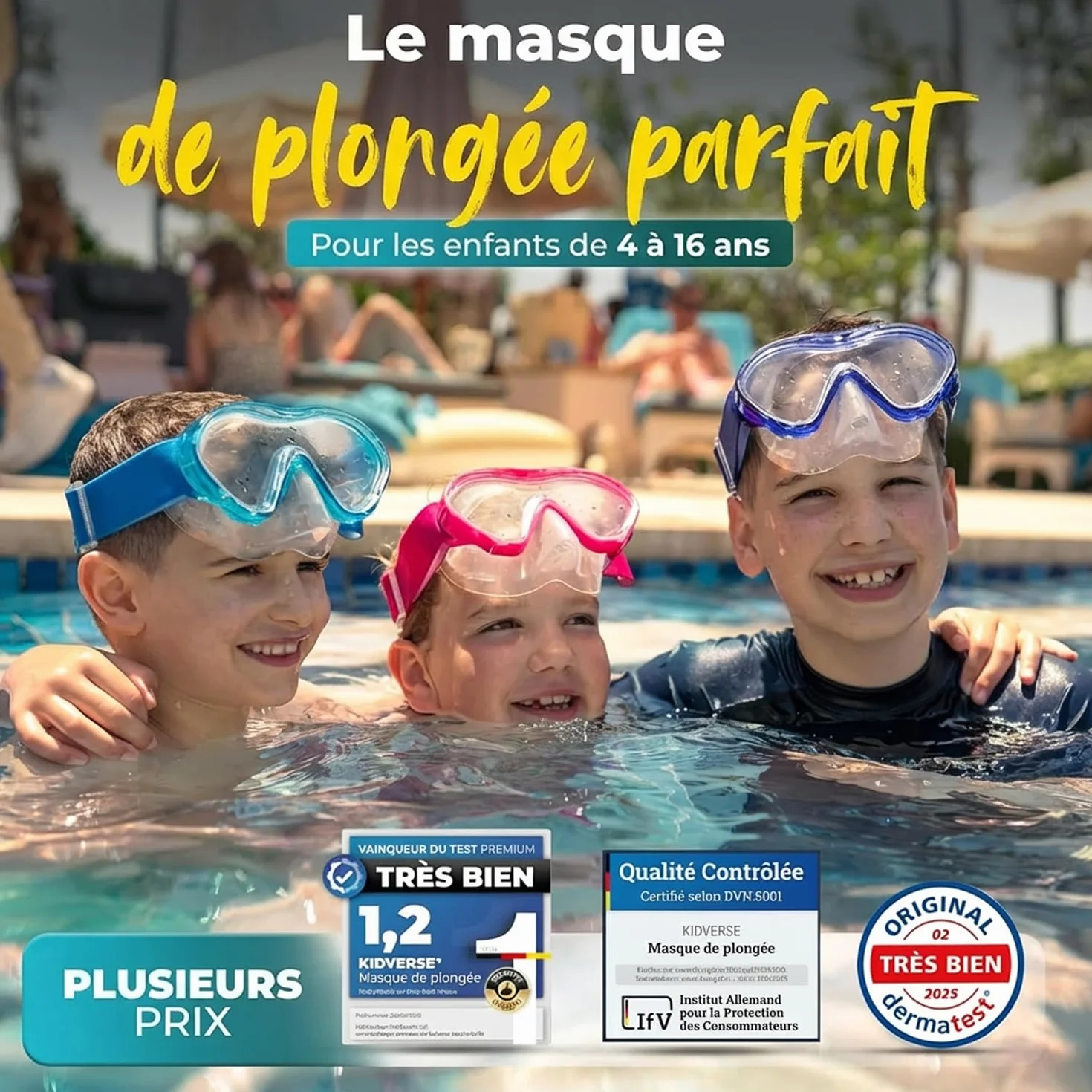 KIDVERSE Lunette Piscine Enfant Protection UV Anti-buée Étanche Confortable