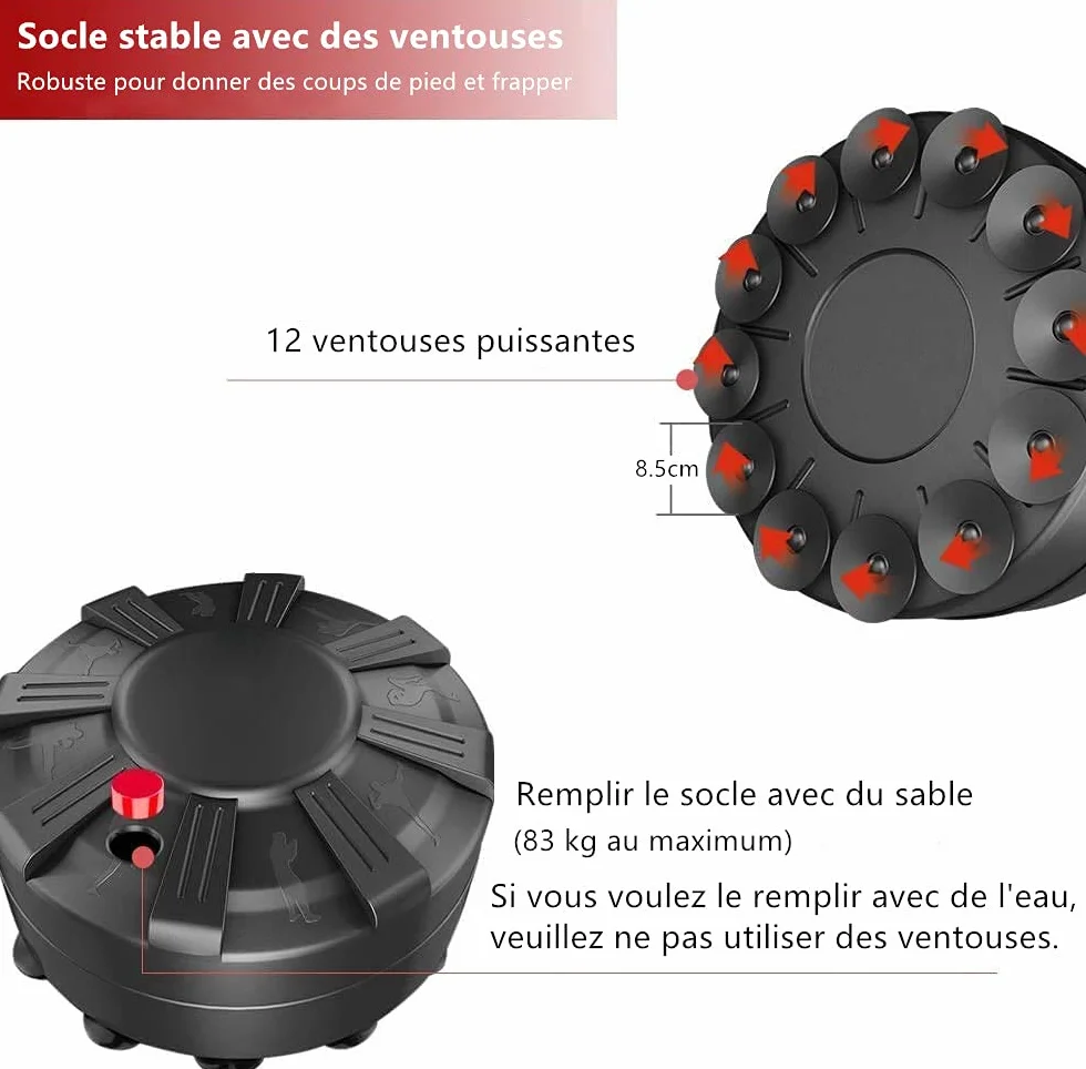 Dripex Sac de Frappe sur Pied Adulte 175cm Sac de Boxe Autoportant MMA Punching Ball pour Karaté Fitness Taekwondo Idéal Cadeau