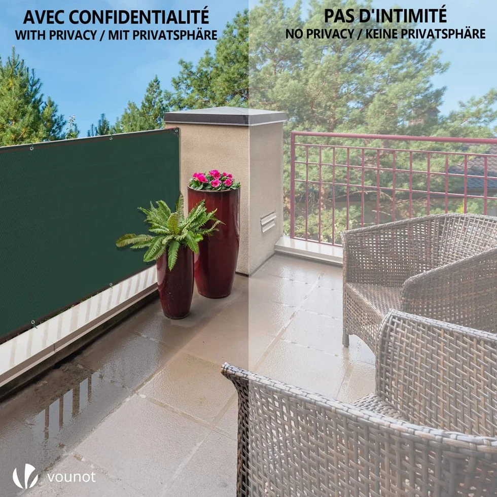 Brise Vue Occultant HDPE 230g/m² Protection UV Résistant Déchirures Vent Jardin Balcon 1.5x10m Vert