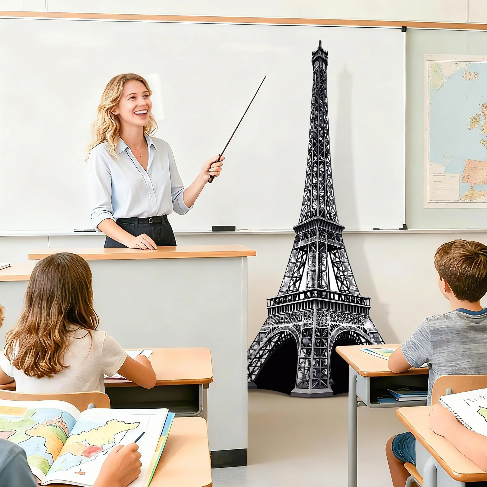 Tour Eiffel 3D 1,8 m Découpe carton Taille réelle Accessoire cabine photo Panneau fête anniversaire France