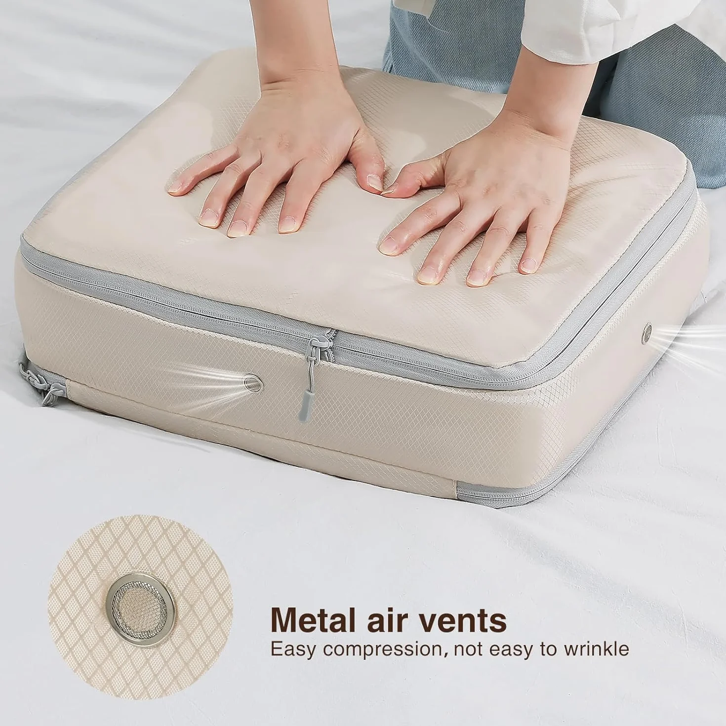 DIMJ Sac de Compression - Housse de Rangement Vetement Couette avec Poignées Renforcées, Organisateur D'auto-Compression pour Couettes, Vêtements, Oreillers, Linge de Lit