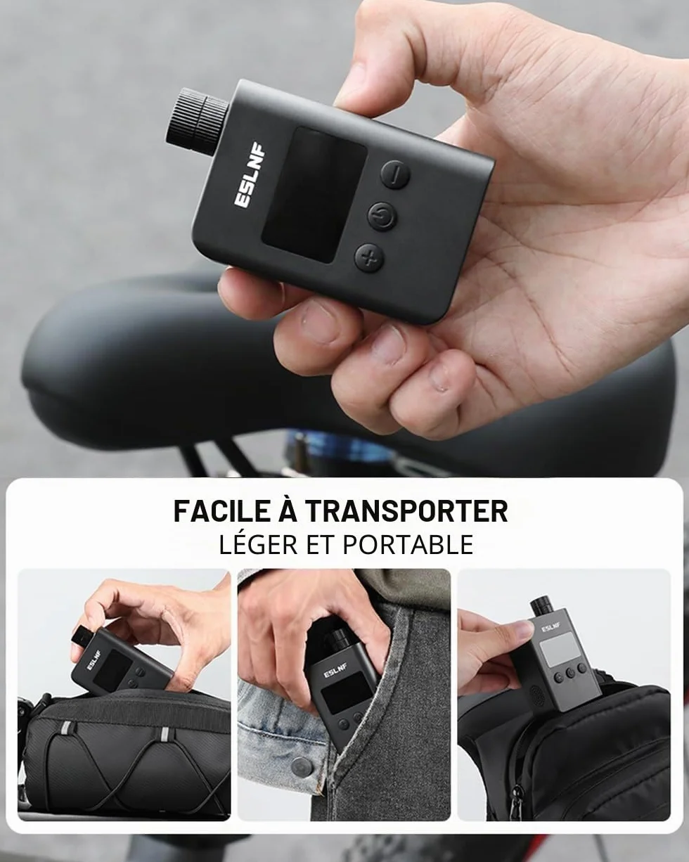 NXPGKEA Mini pompe à vélo électrique avec jauge de pression numérique LCD, pompe à air ultra petite 120 psi, batterie rechargeable de type C, pour ballons de vélo et moto