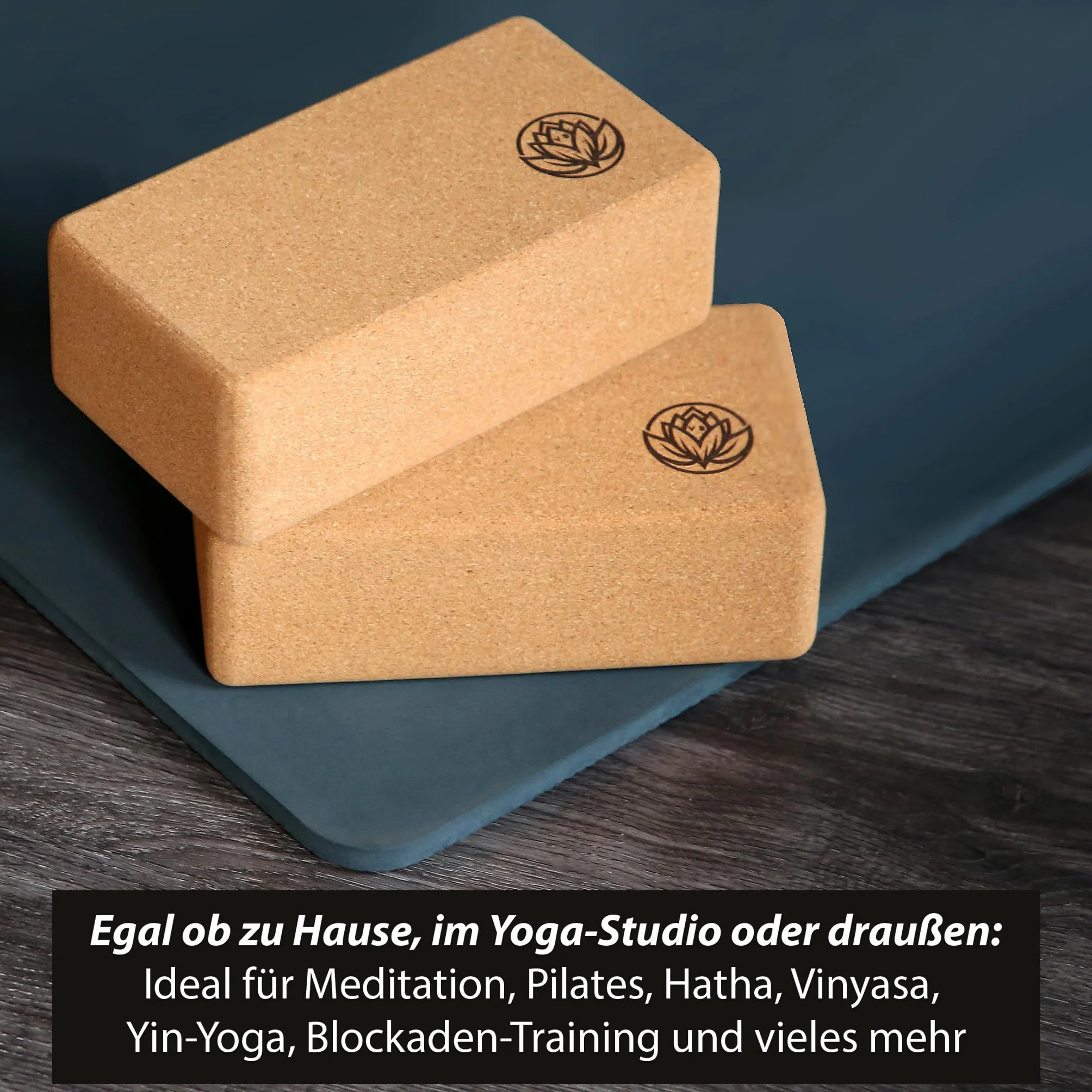 Bloc de yoga VonBueren | Blocs de yoga en liège | 22 x 12 x 7,5 cm par bloc de yoga | Accessoires de yoga pour homme et femme | Blocs de yoga | Blocs de yoga | Blocs de yoga