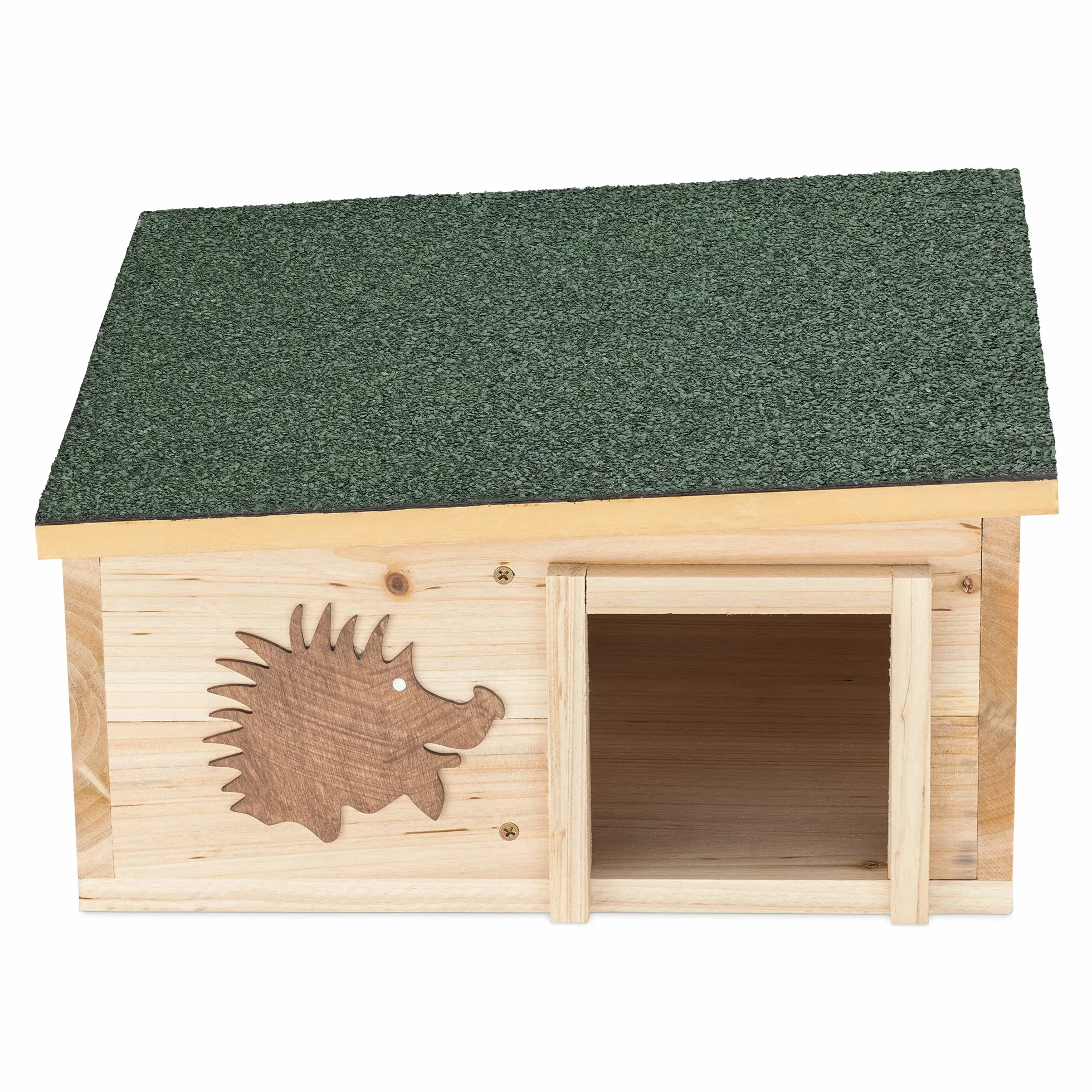 Abri pour Hérisson Navaris 40x40x19cm Bois de Sapin Refuge Hibernation Hiver Protection Prédateurs