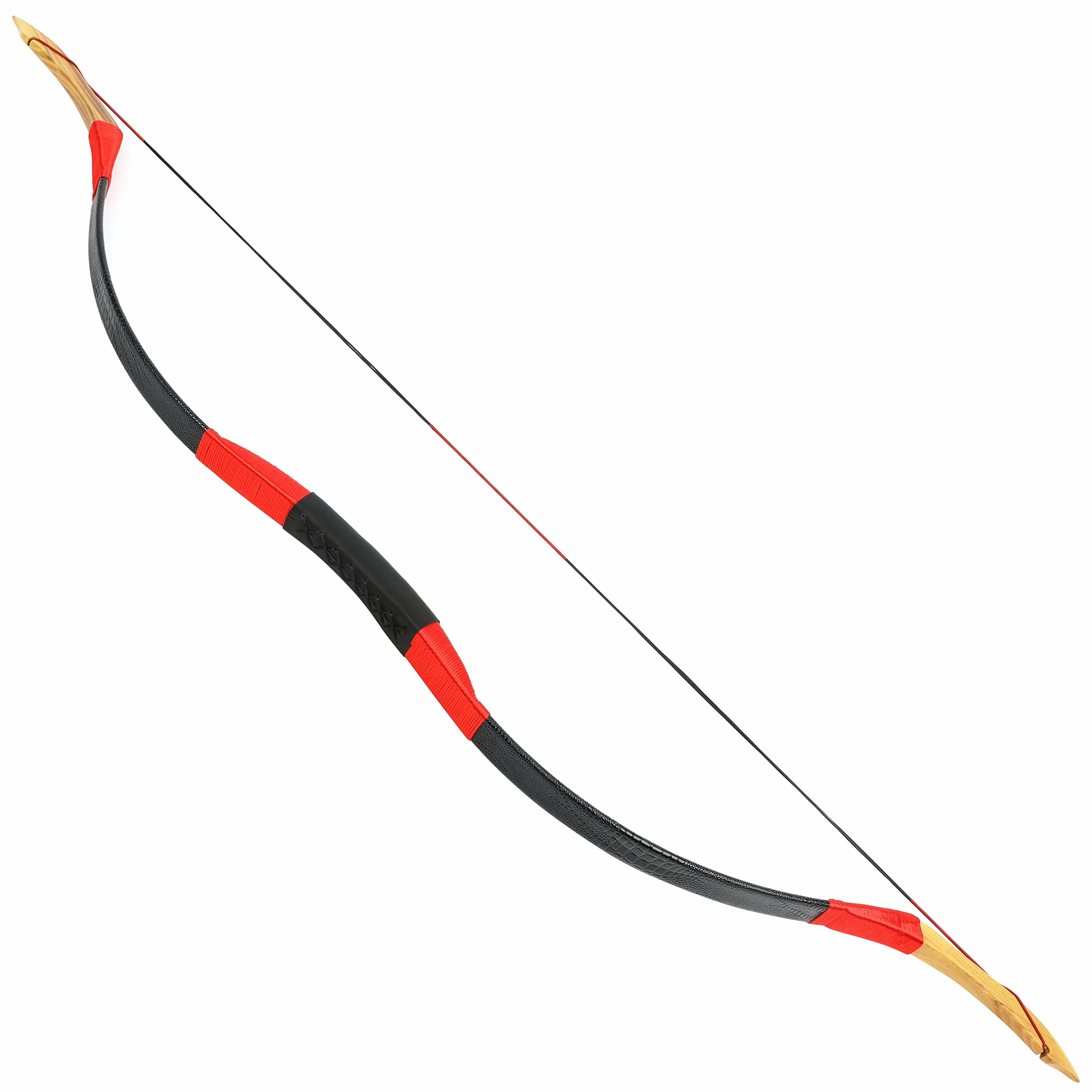 wolfman Arc Traditionnel Arc Classique Longbow Sport Arc Tir à l'arc Arc de Chasse Arc Bois Fait Main Arc Mongol Asiatique Arc à Cheval pour Adultes Adolescent Débutant Main Gauche Droite(I, 35Lbs)