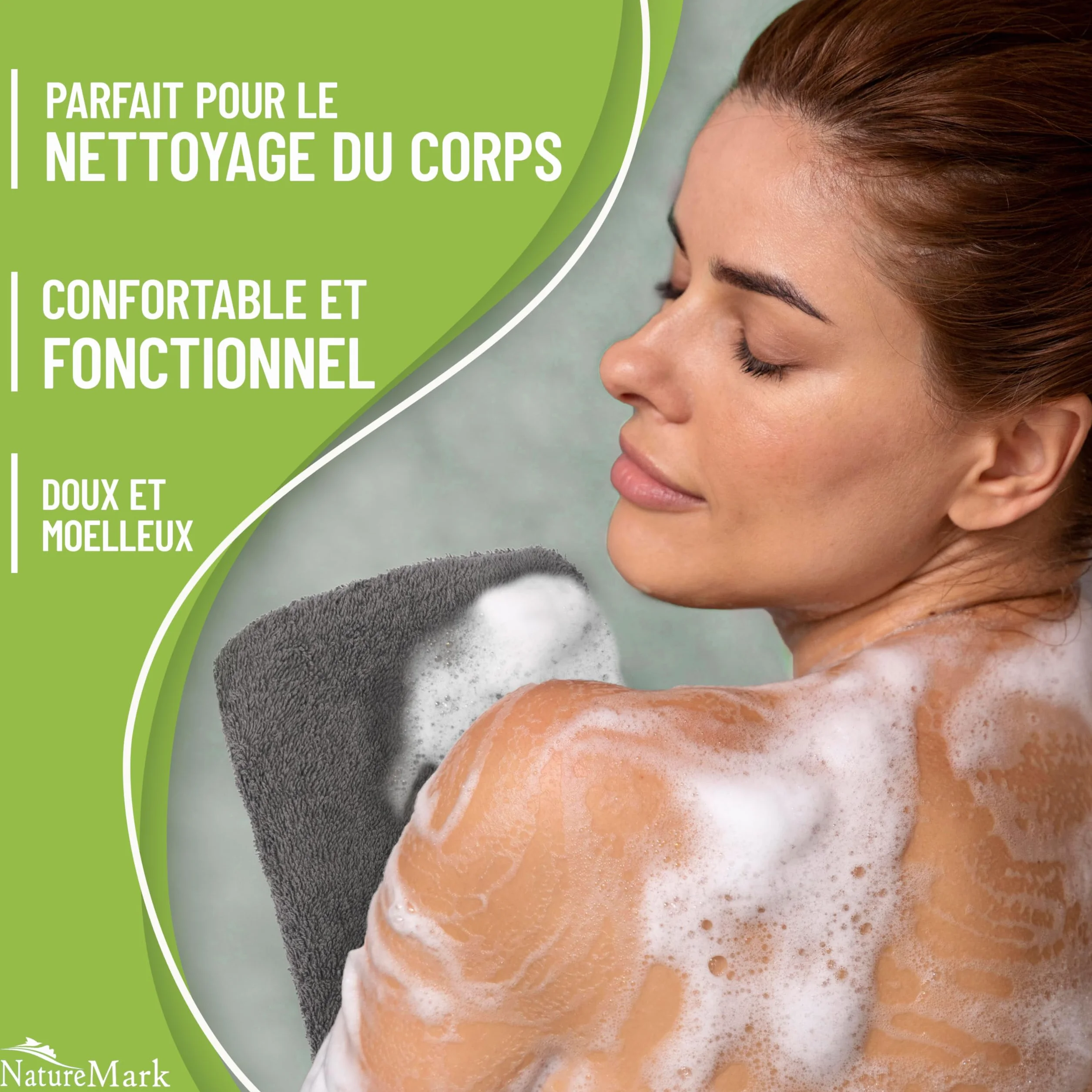 NatureMark Gants de Toilette en Frotte 100% Coton Gris Anthracite 15x21 cm