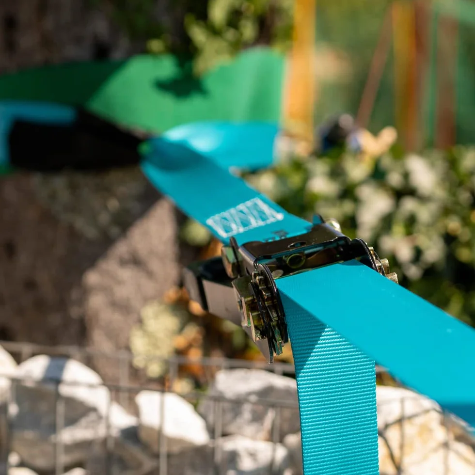 France Trampoline - Slackline 15m avec Cliquet pour Enfant et Adultes - Protection d'Arbres et Pochette de Transport – Slackline d’Entraînement Ludique en Plein Air