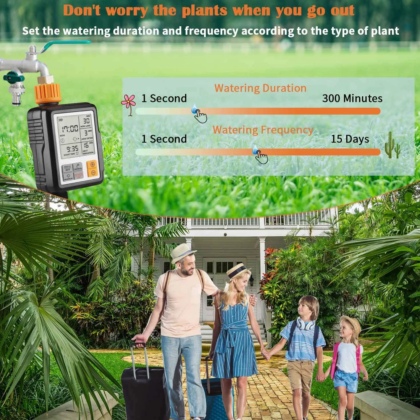 Johgee Minuterie Arrosage Automatique Jardin Programmateur Extérieur avec Grand Écran LCD