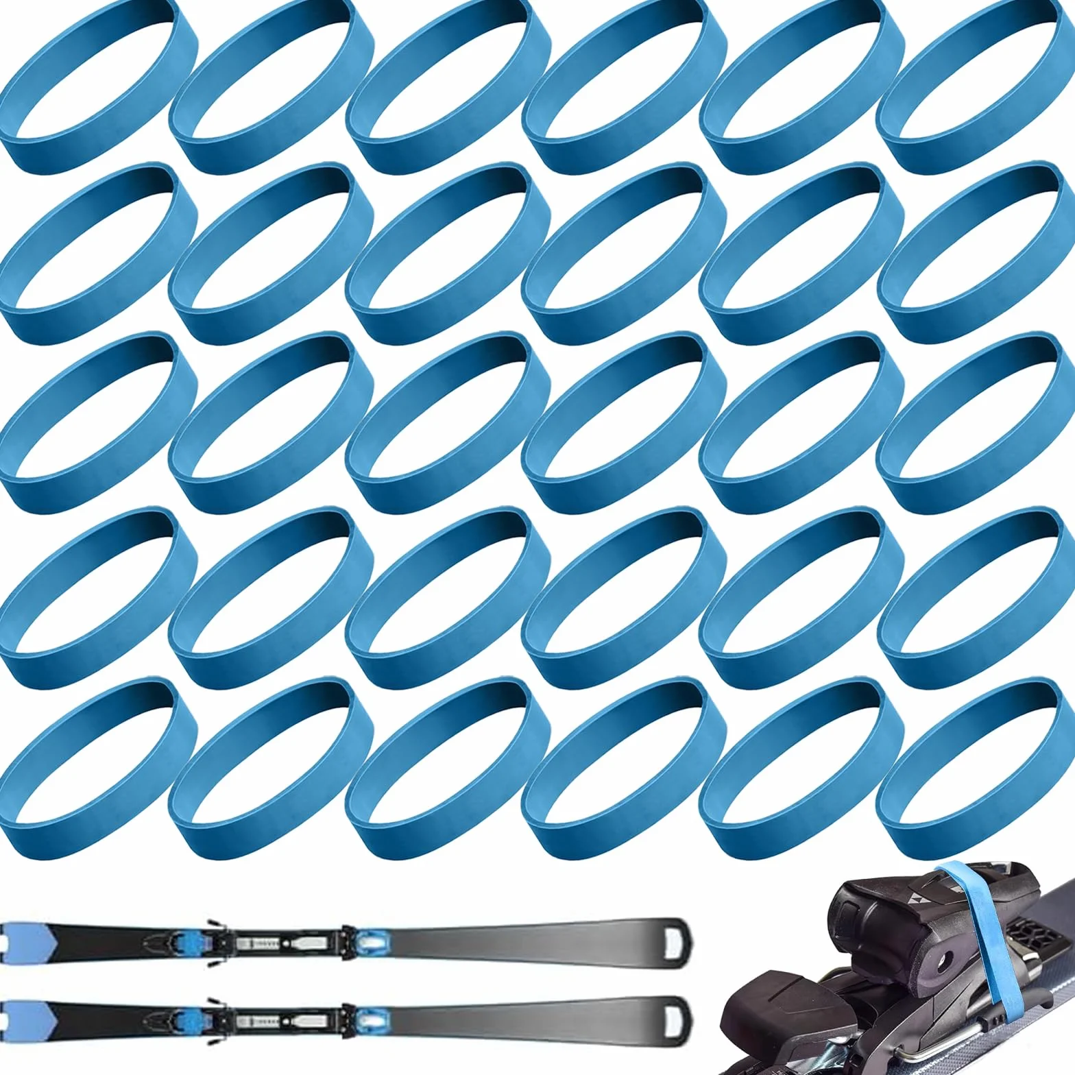 30 Pièces Retenue De Frein De Ski, Caoutchouc De Fixation Ski, Bleu Dispositifs De Retenue De Frein De Ski, Sangles De Fixation Élastiques en Caoutchouc, pour Snowboard Accessoires De Sports d'hiver