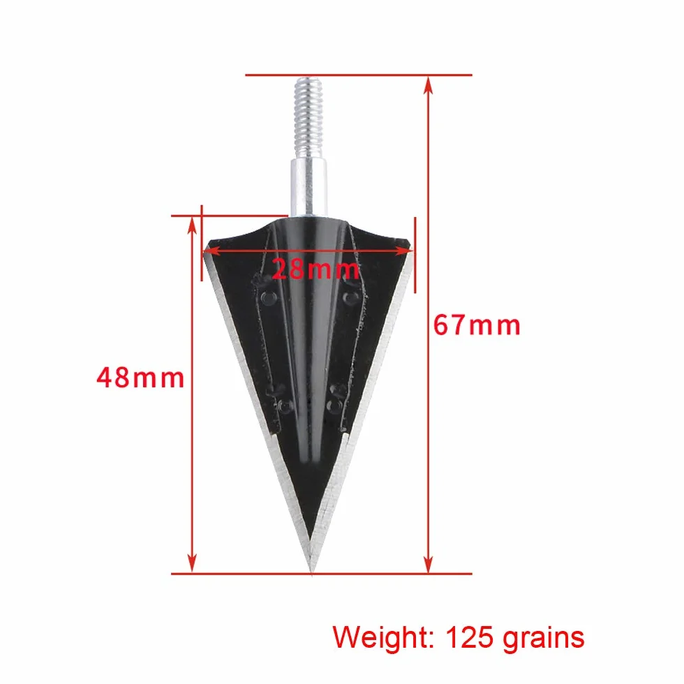 SHARROW 6 pièces Pointe de Flèche de Chasse 125 Grains Broadheads Tête de Flèche de Tir à l'arc 2 Lames Fixes Chasse Points pour Flèches de Carbone Flèches d'arbalète