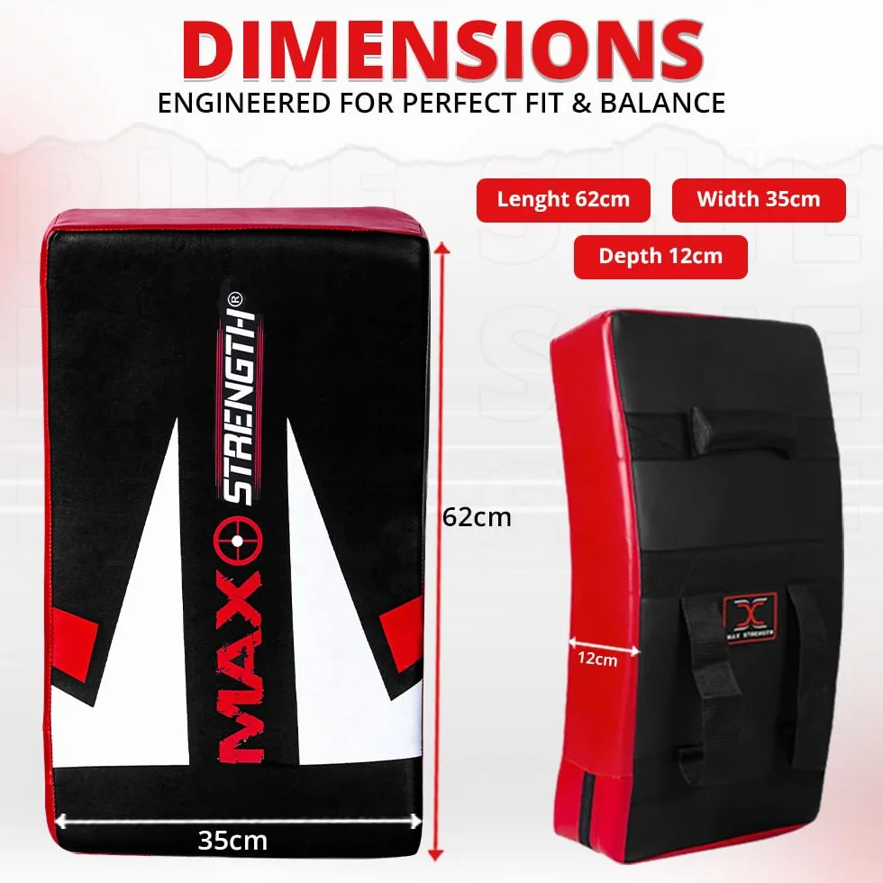 MAXSTRENGTH Bouclier de frappe professionnel pour entraînement de kickboxing | Coussinet incurvé de Muay Thai | Idéal pour MMA, arts martiaux, karaté, taekwondo, entraînement