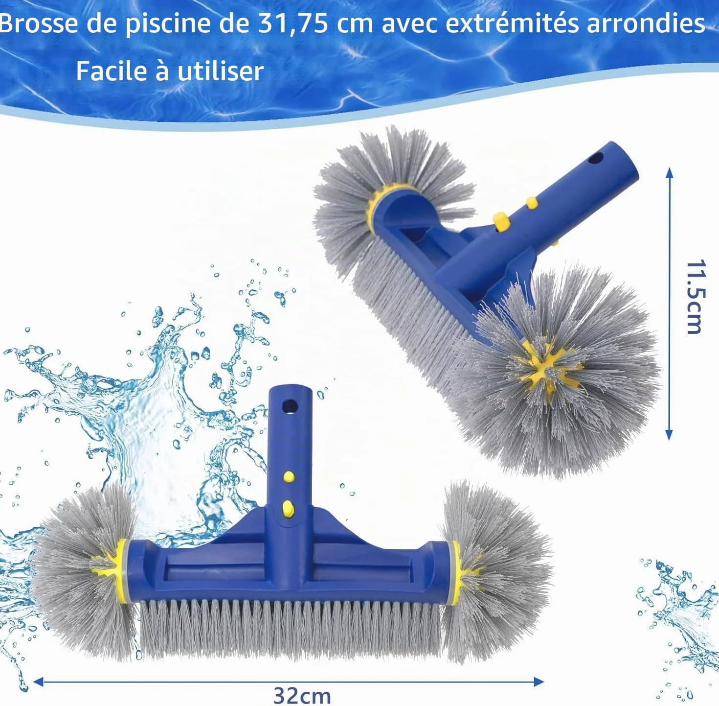 PooLiFE Brosse de piscine 31,75 cm extrémités rondes