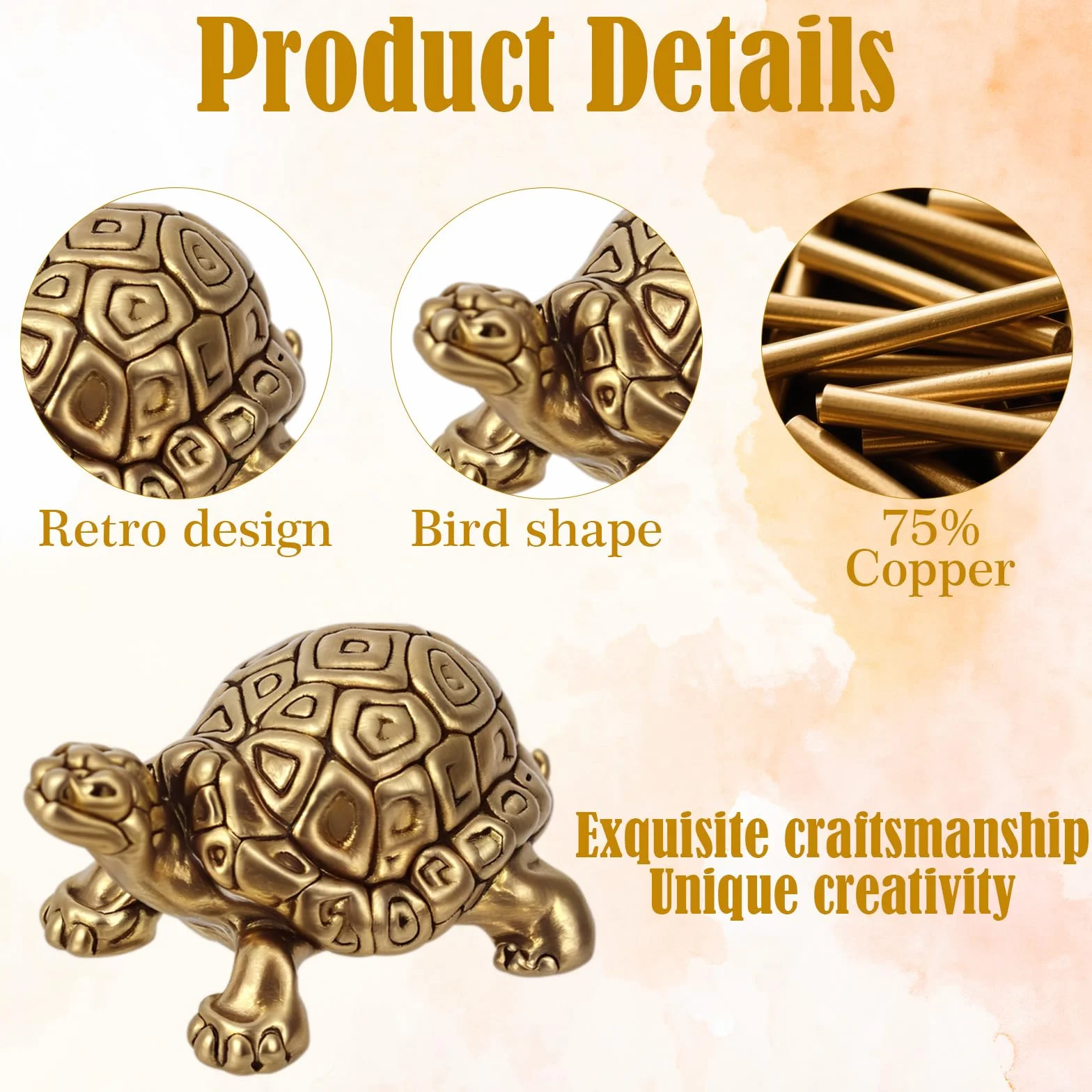 Disques Bain Cuivre en Forme de Tortue, 4pcs Purification Nettoyeur Décoratif pour Bains d'oiseaux Extérieurs