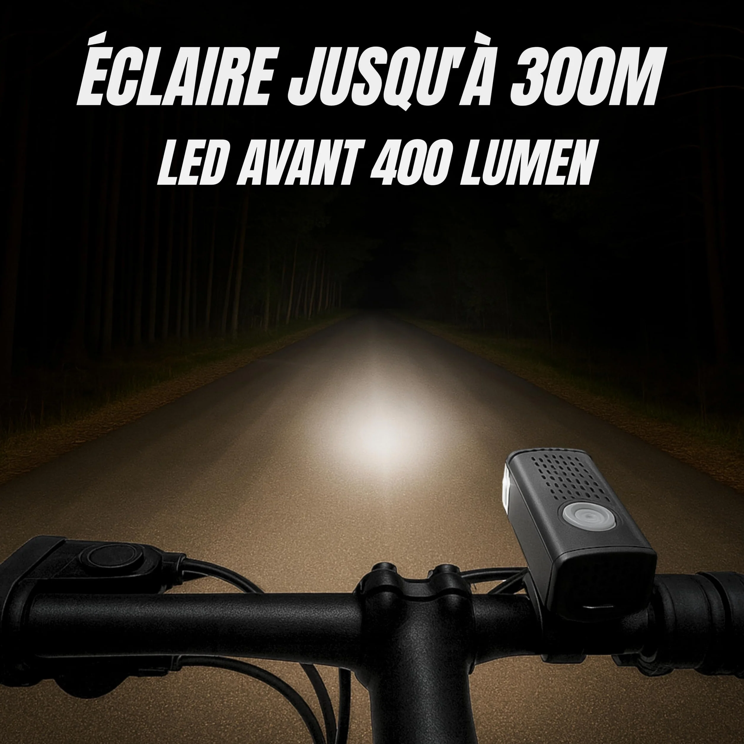 Lumière Vélo Avant et Arrière Rechargeable USB - LED 400 Lumens, 7 Modes d'Éclairage puissants, Sécurité et Visibilité la Nuit