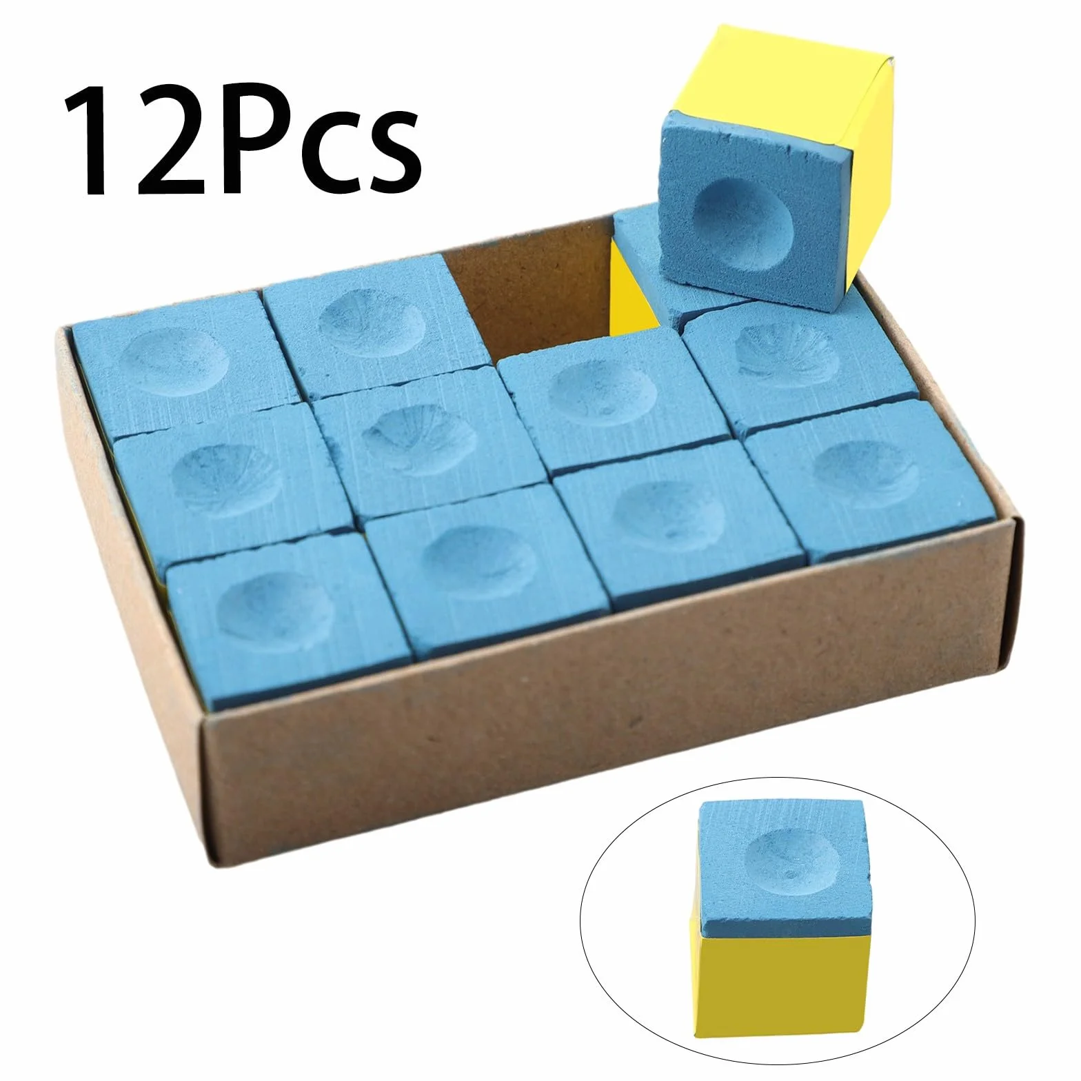 Craie de billard et snooker bleu Lot de 12 cubes 23 x 23 x 22,6 mm