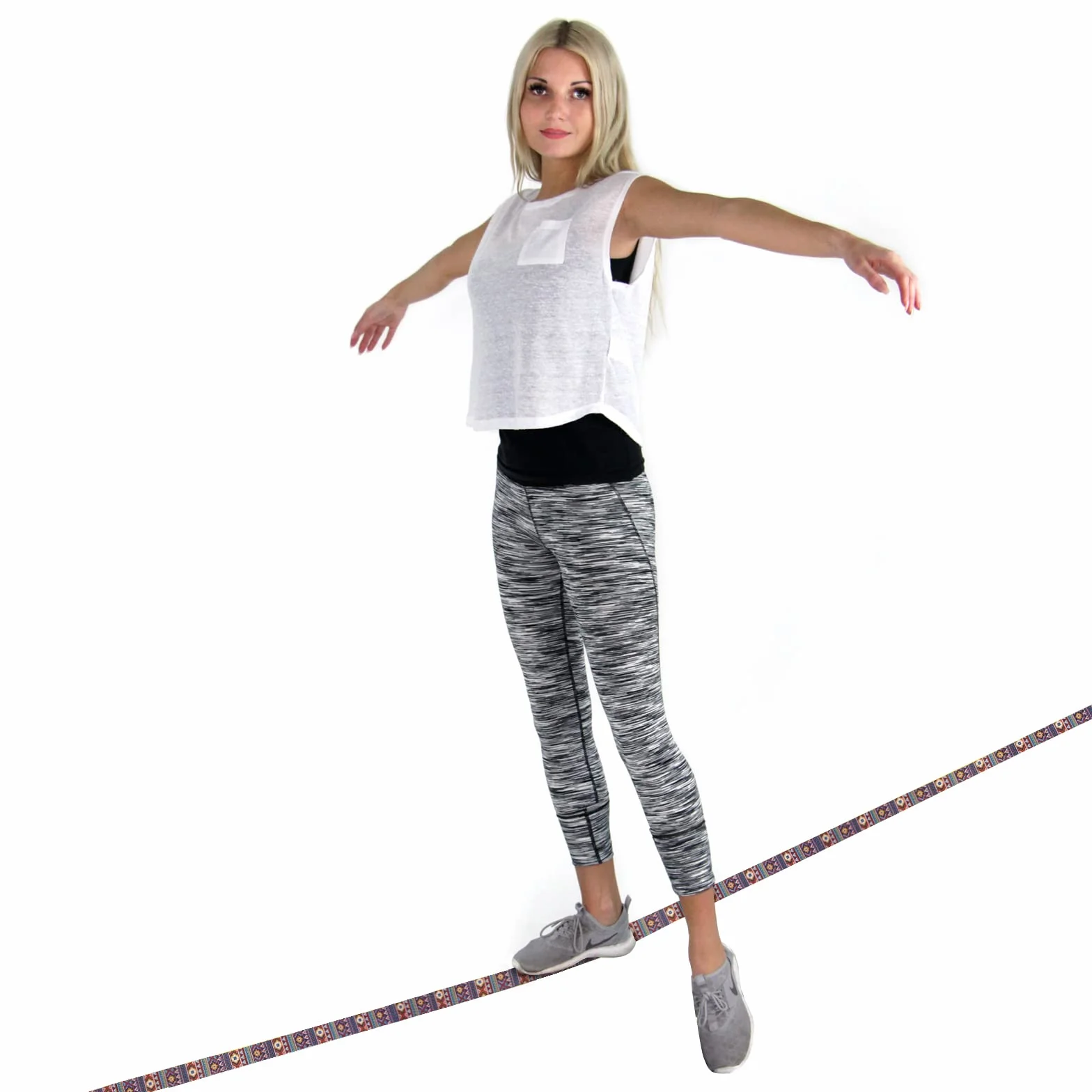 ALPIDEX Slackline Set 15 m + Protections pour Arbre et Protection cliquet, Convient aux Enfants, débutants et avancés