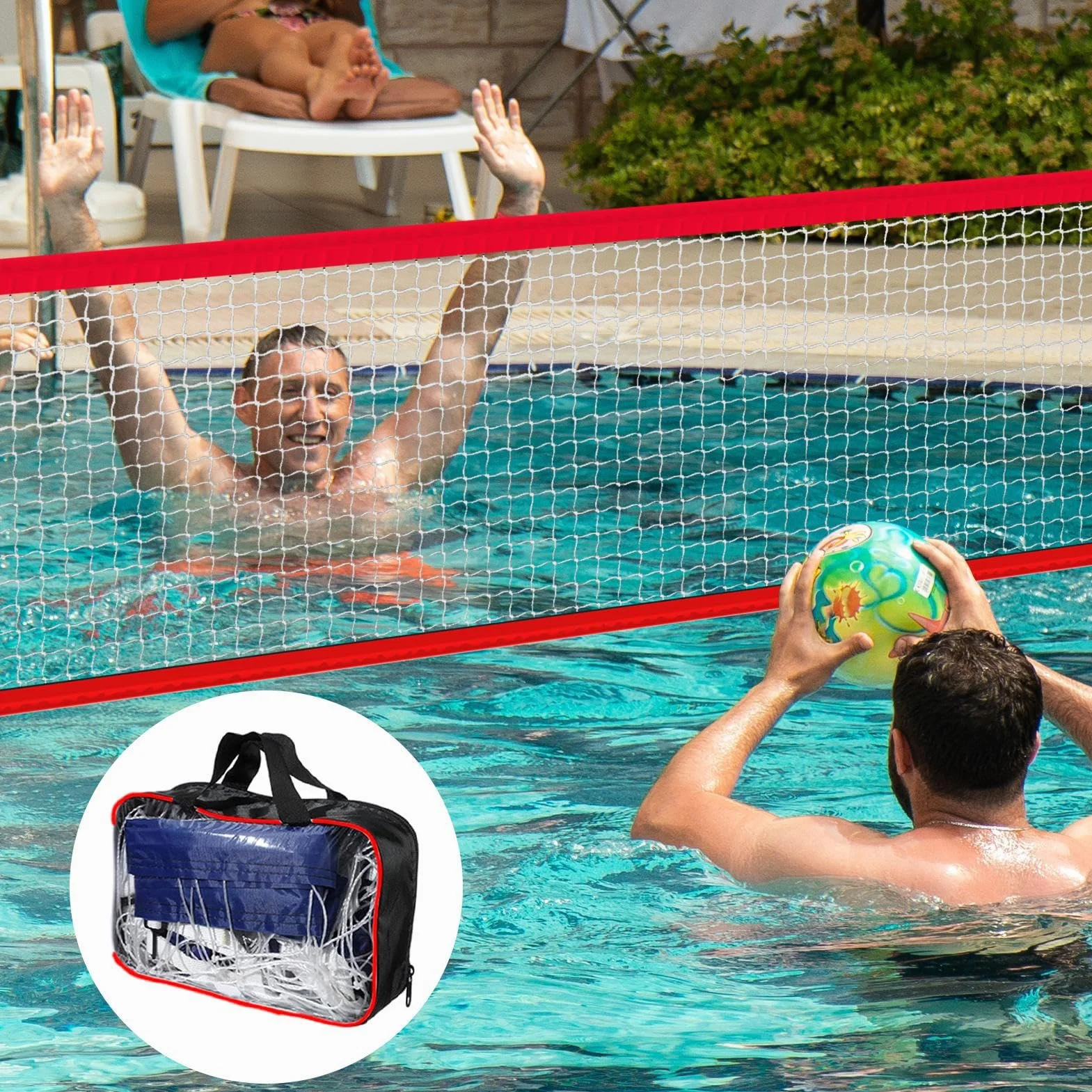 Filet de Volley-Ball pour Piscine 4,5 x 0,9 m Portable Résistant Jardin