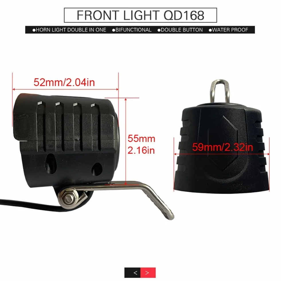 Ensemble de Feux et pour VéLo éLectrique 36V 48V 52V 60V avec DK336 Light Horn Turning Switch E-Bike Light