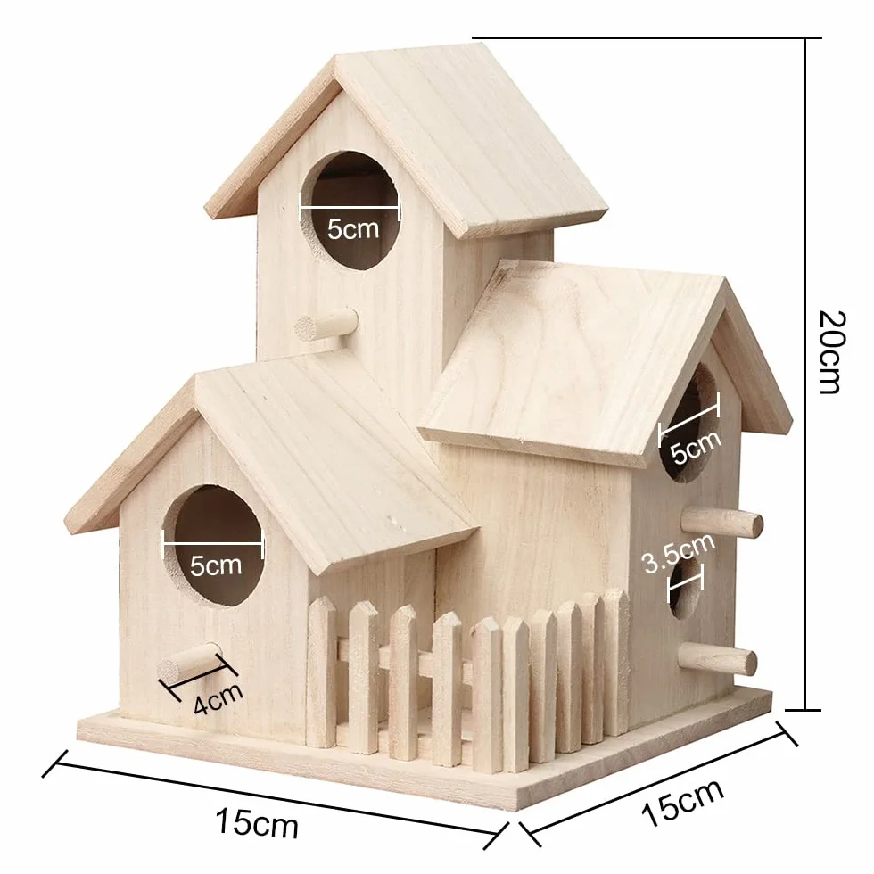 Nichoir Oiseaux Exterieur Original en Bois pour Mésange Bleue Suspendre Jardin