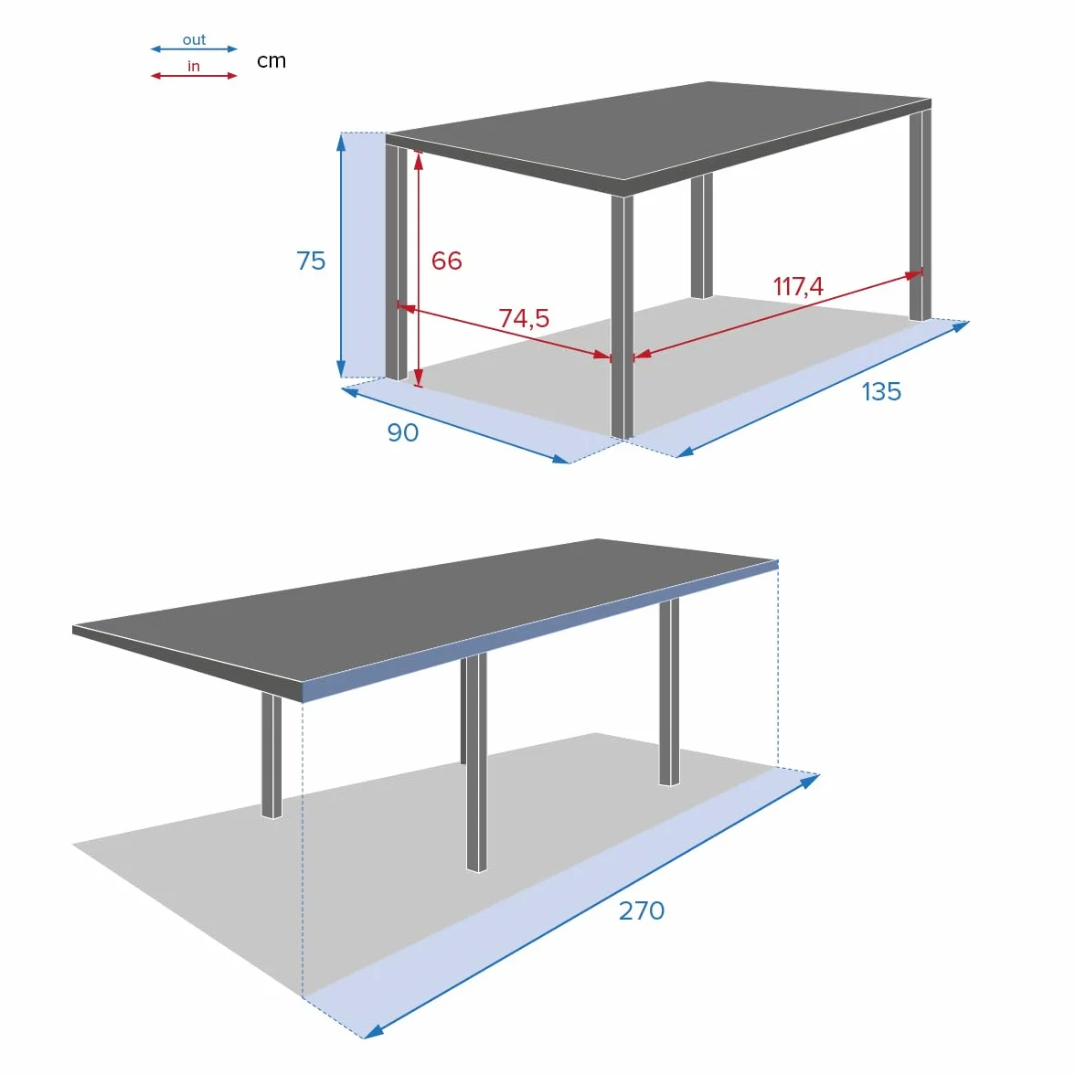 Hespéride Table de Jardin Extensible Piazza Gris Graphite 10 Places Aluminium Antirouille