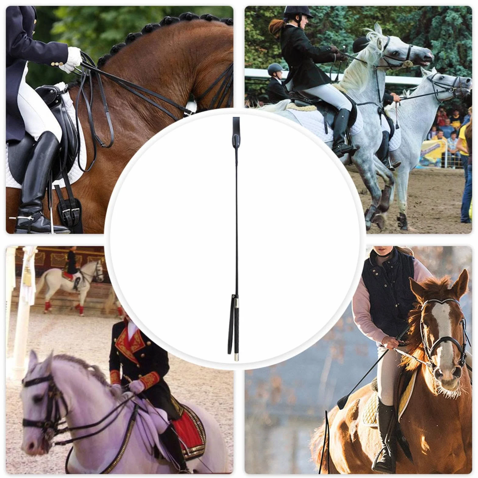 Cravache d'équitation – Fouet d'équitation en cuir, poignée en gel antidérapant | Fouets en simili cuir noir, bâton de poignée Compact pour sports équestres, cravache anglaise pour tournoi d'entraînem