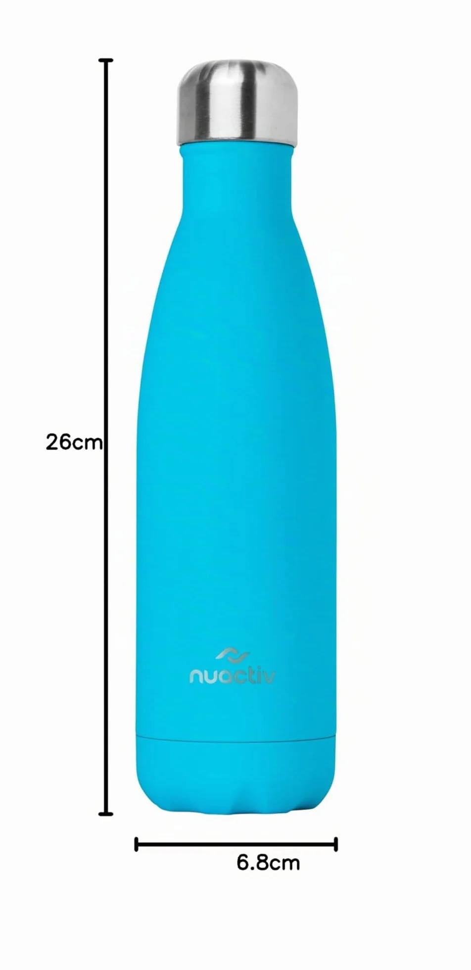 Nuactiv Bouteille Isotherme 500ml en Acier Inox – Garde 24h Froid & 12h Chaud – Gourde Double Paroi Sans BPA Étanche Réutilisable pour Voyage, Randonnée, École, Sport, Fitness & Usage Quotidien