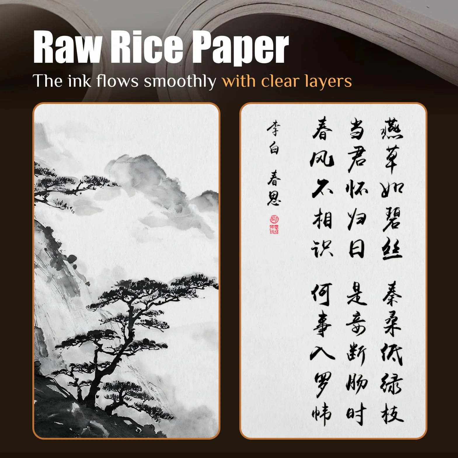 Papier de riz Xuan 120pcs 35x25cm pour Calligraphie chinoise et Peinture