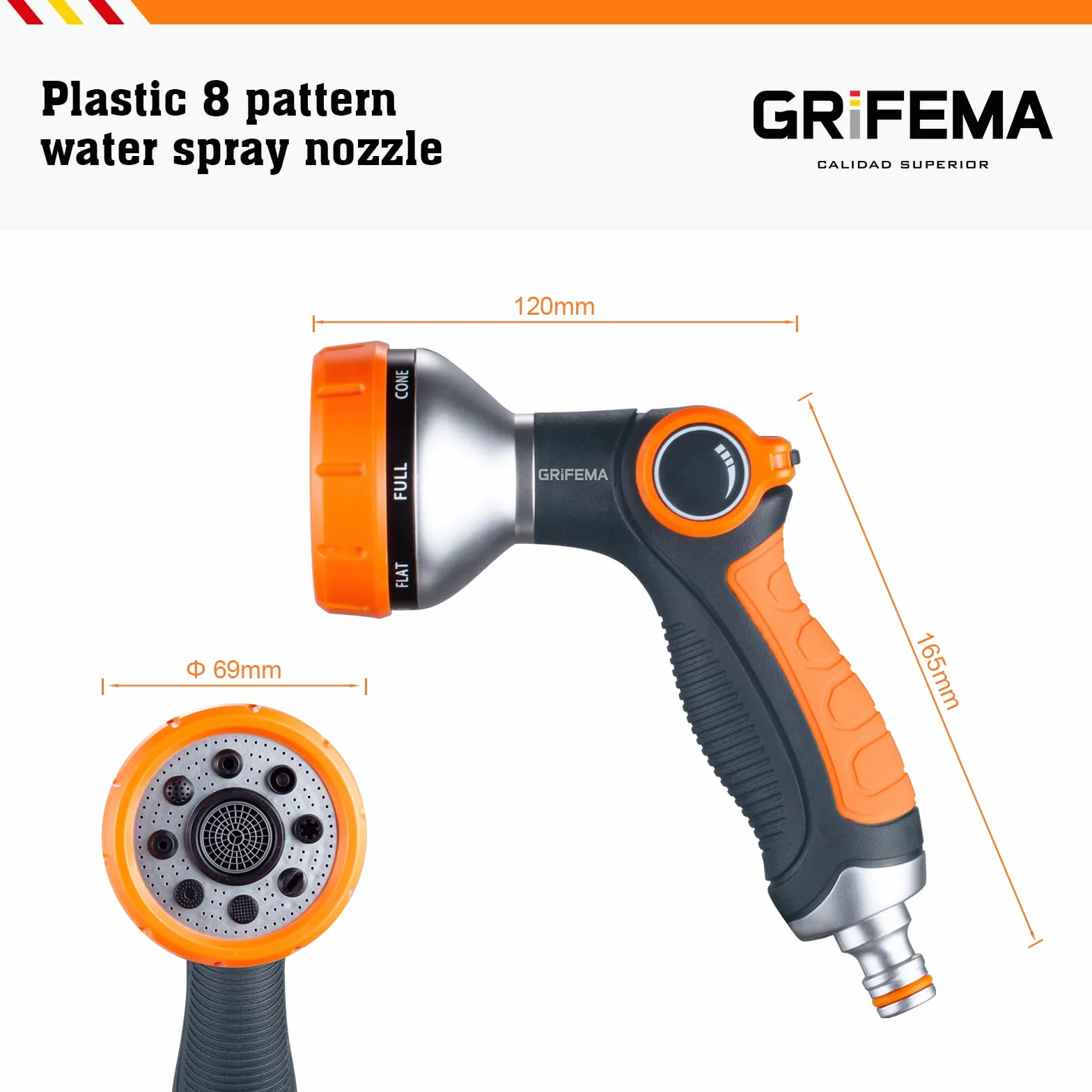 Pistolet arrosage jardin 8 modèles réglables, pulvérisateur multifonctionnel lavage voiture nettoyage cour