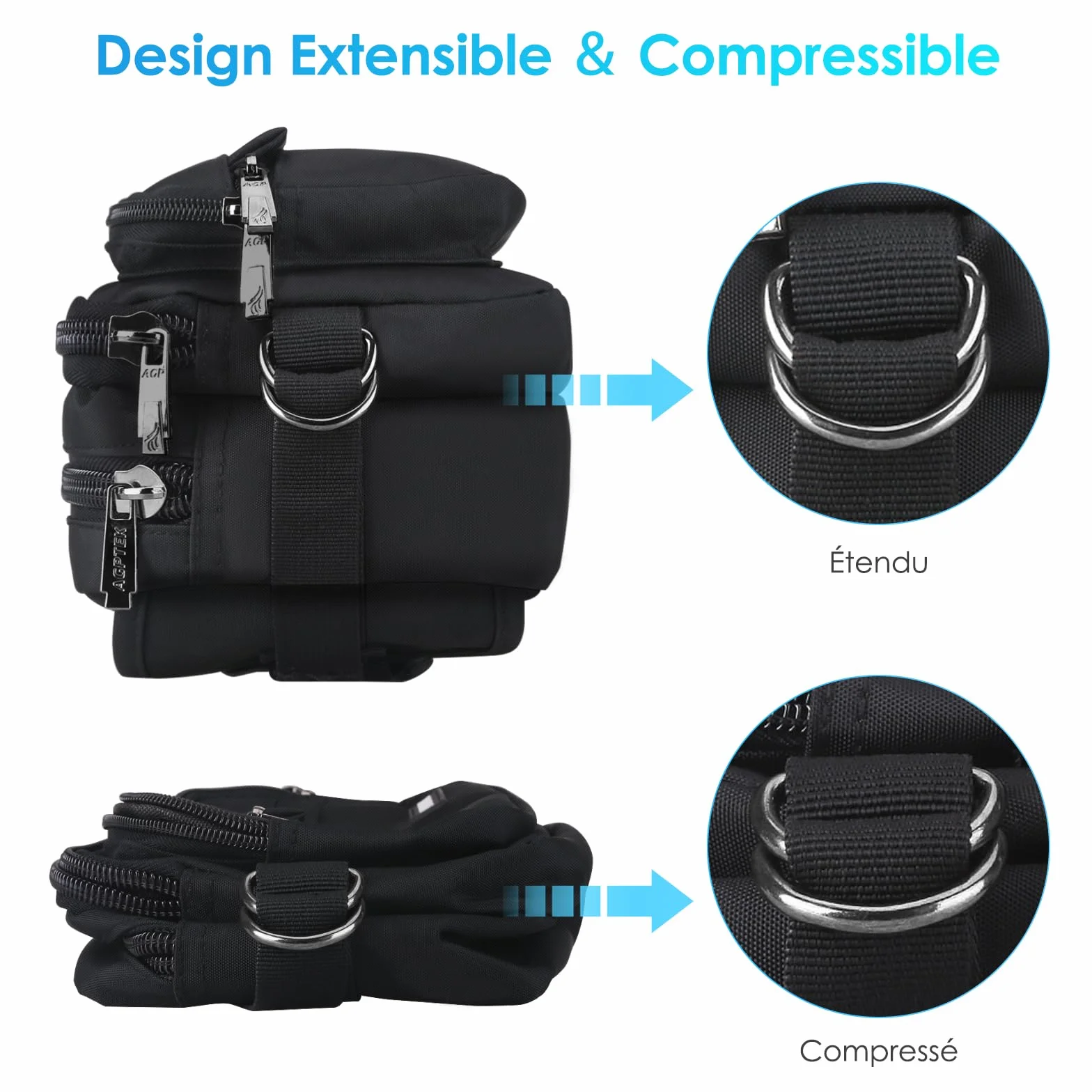 AGPTEK Sac Banane Ceinture de Course Homme Femme Outdoor Sport, Sac Sacoche Banane Capacité Grande avec Multiples Poches et Ceinture Réglable pour Voyage, Randonnée,Escalade, Jogging, Randonnée