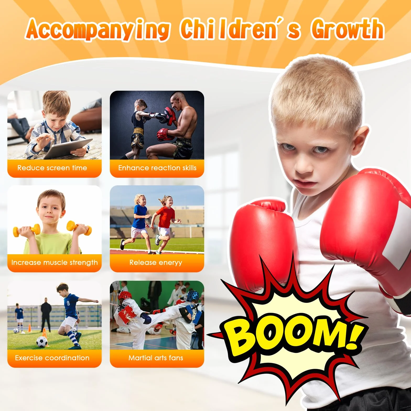 Ninonly Sac de Frappe Enfant 160cm avec Gants et Pompe Punching Ball Enfants pour Karaté Taekwondo Idéal pour Garçons et Filles de 3 à 12 Ans Punching Ball Bureau Parfait