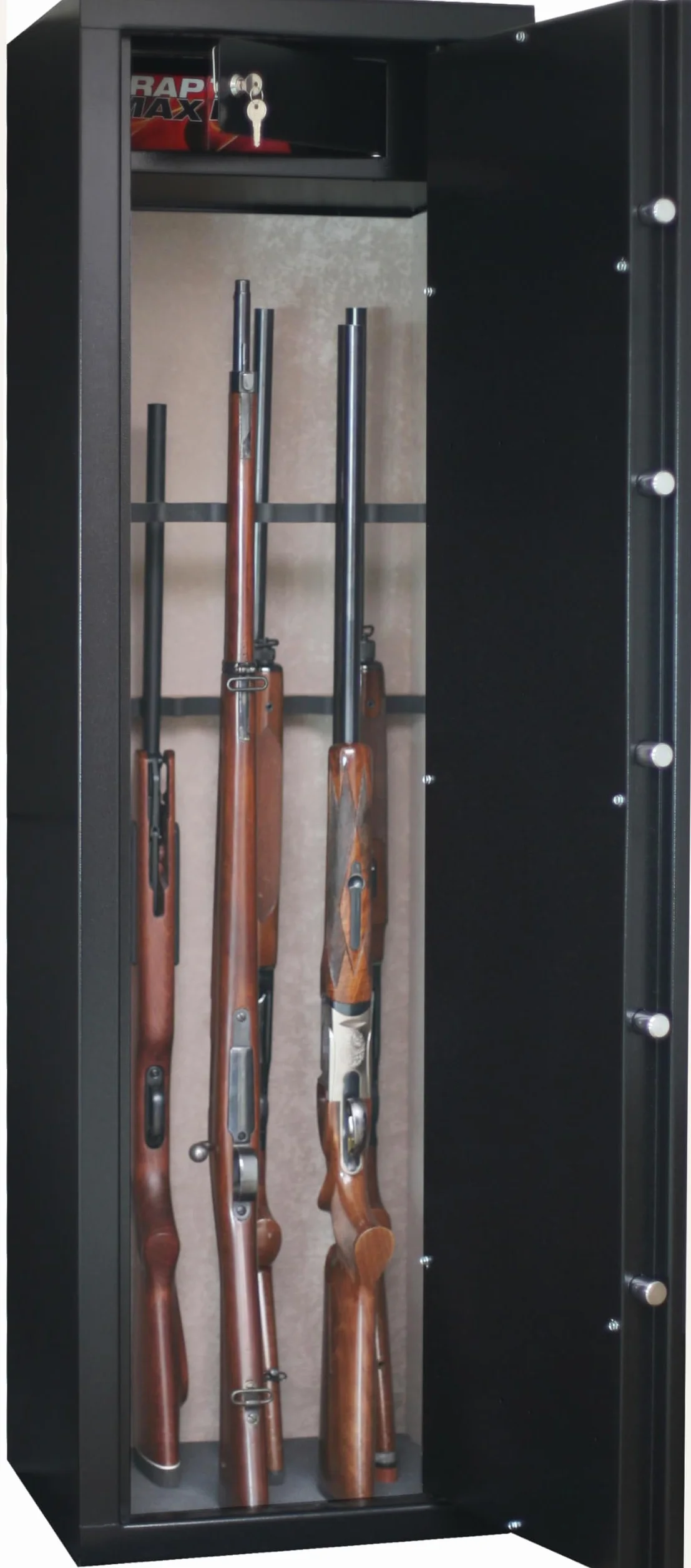 Safe SD16 Armoire forte pour Armes en Acier | 16 Armes dont 8 avec lunette | Coffre intérieur | Serrure à clé