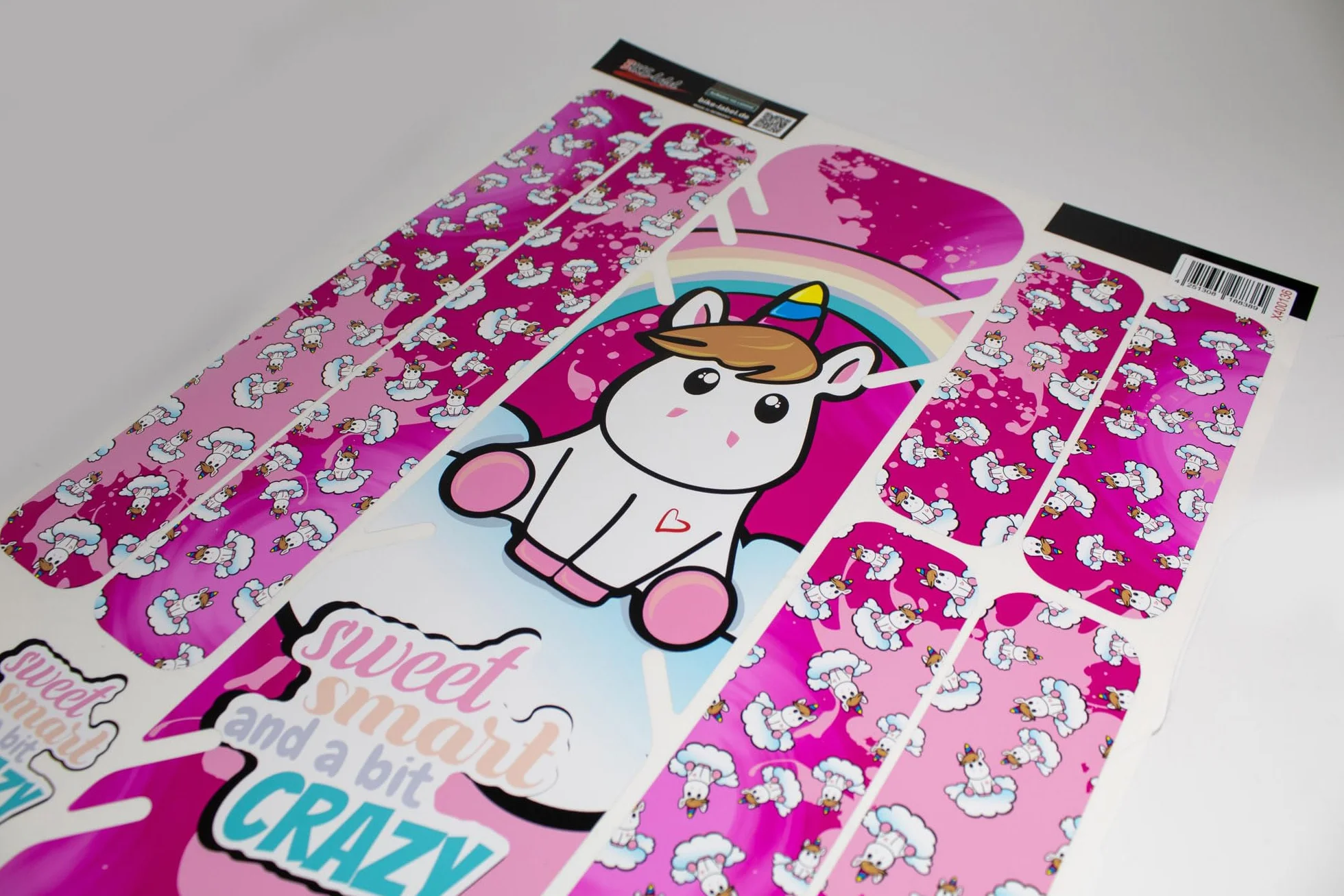 BIKE-label X400136VA Lot d'autocollants pour vélo électrique Motif licorne Rose Taille XL