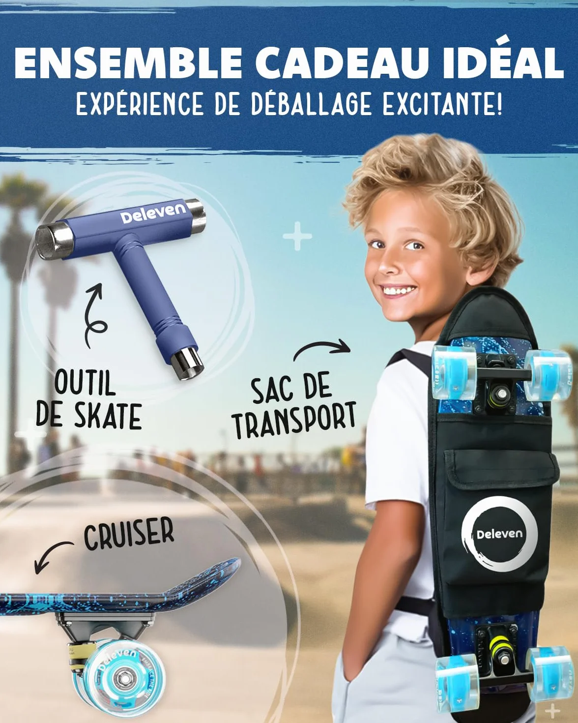 Skateboard Enfant Fille Cruiser Planche de Skate Board Débutant Mini 6 Ans en Plastique
