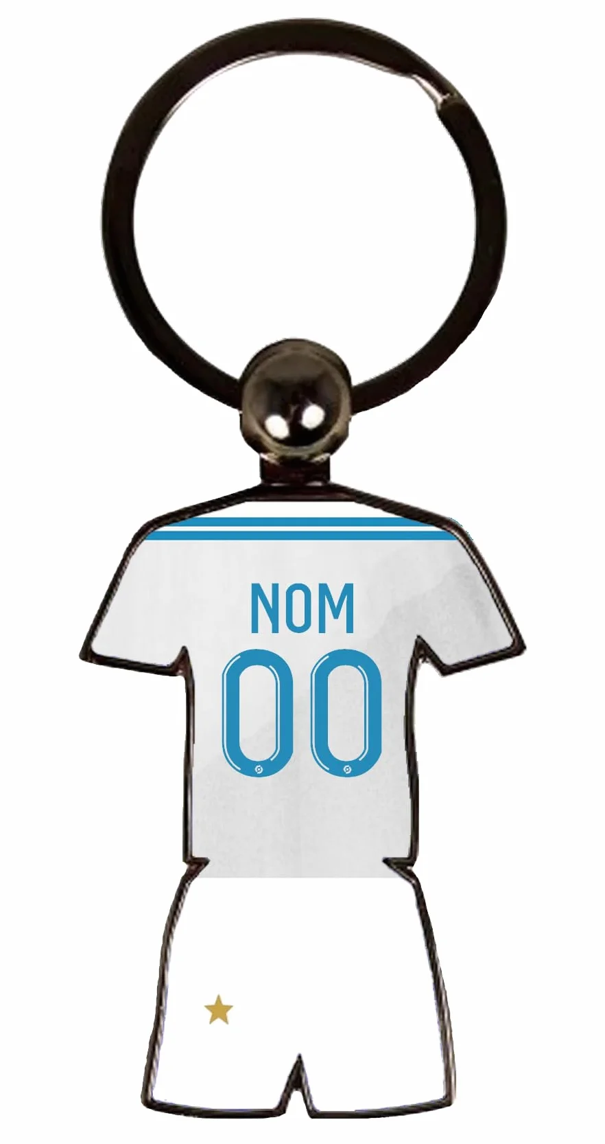 Porte-clés Style Maillot de Foot - Couleurs Marseille - Personnalisable