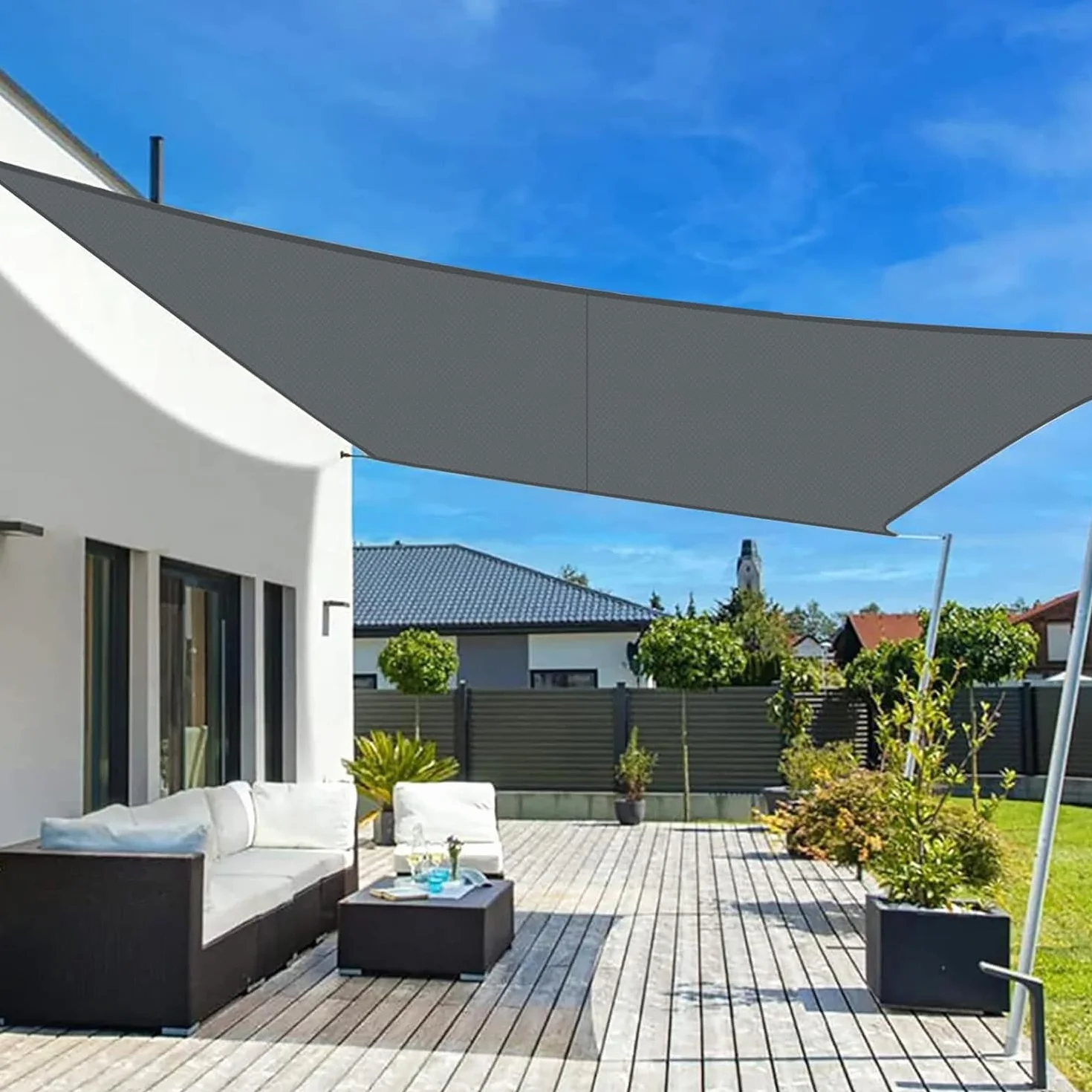LOVE STORY Voile d'ombrage 3x4m Rectangulaire Imperméable PES Protection UV 95% Anthracite