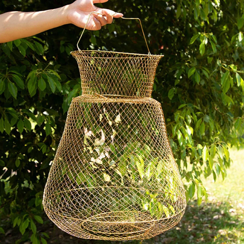 BPS OZL-11001 Grand panier de filet de pêche en fil pour oiseaux en acier avec poignée ronde en métal 30 x 40 cm
