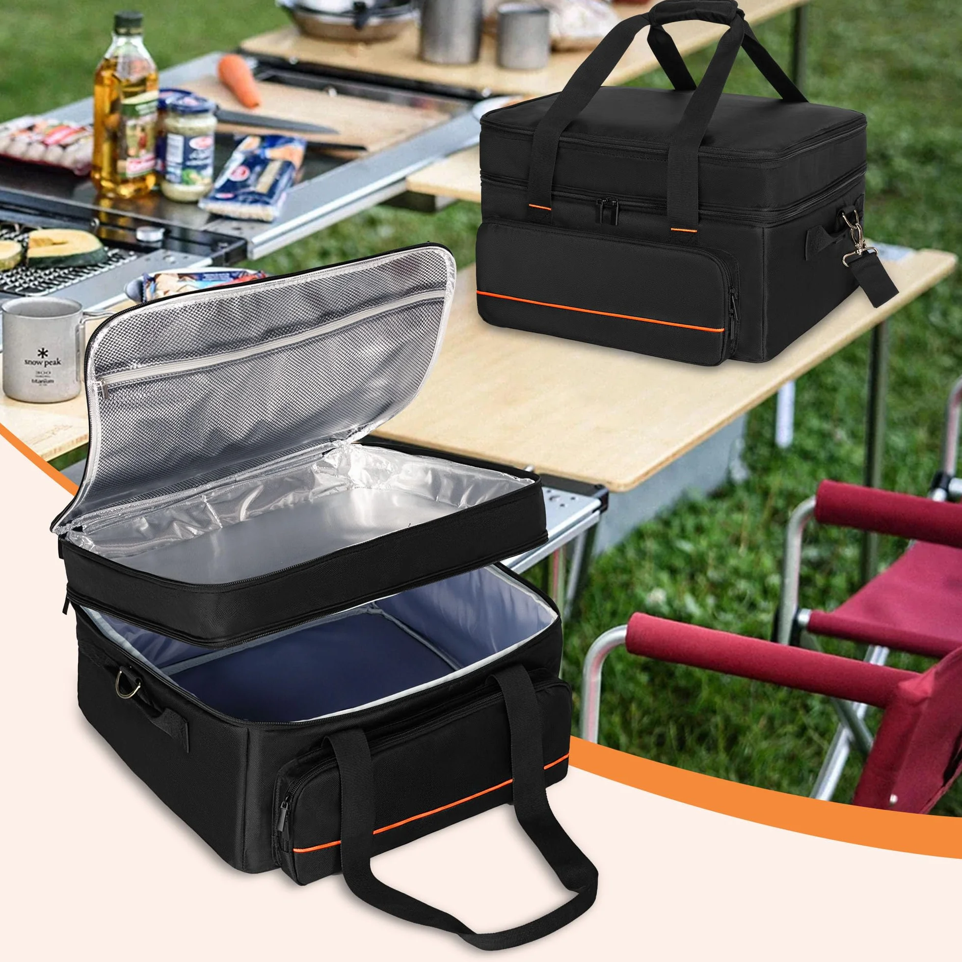 samdew Sac de transport rembourré à double couche, compatible avec Ninja GR101 Sizzle Gril d'intérieur sans fumée et grille, rangement pour barbecue pour plaque et accessoires, sac uniquement