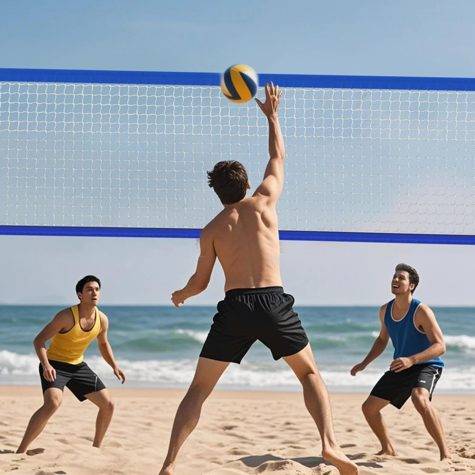 Filet De Volley pour Piscine 450x90cm Jeu De Volley Ball Portable Réglable pour Adultes Extérieur